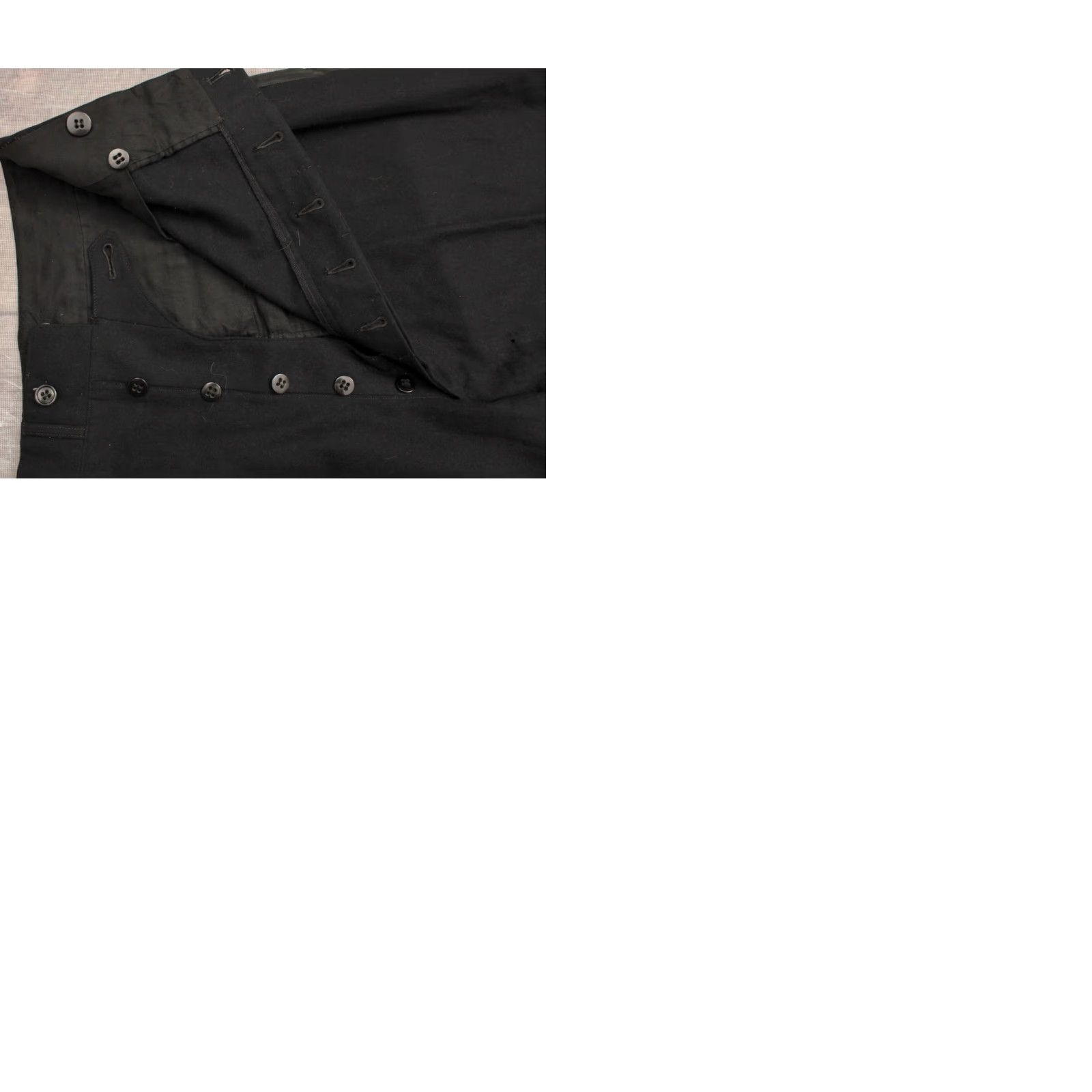 Vintage VINTAGE Men's 1920s-30s Tuxedo Suit Black Wool 2 PC Jacket Pants Sz M 1925 NRA Label, Button Fly, 2 Piece, Vintage Look Mens Size 40R - 12 Thumbnail