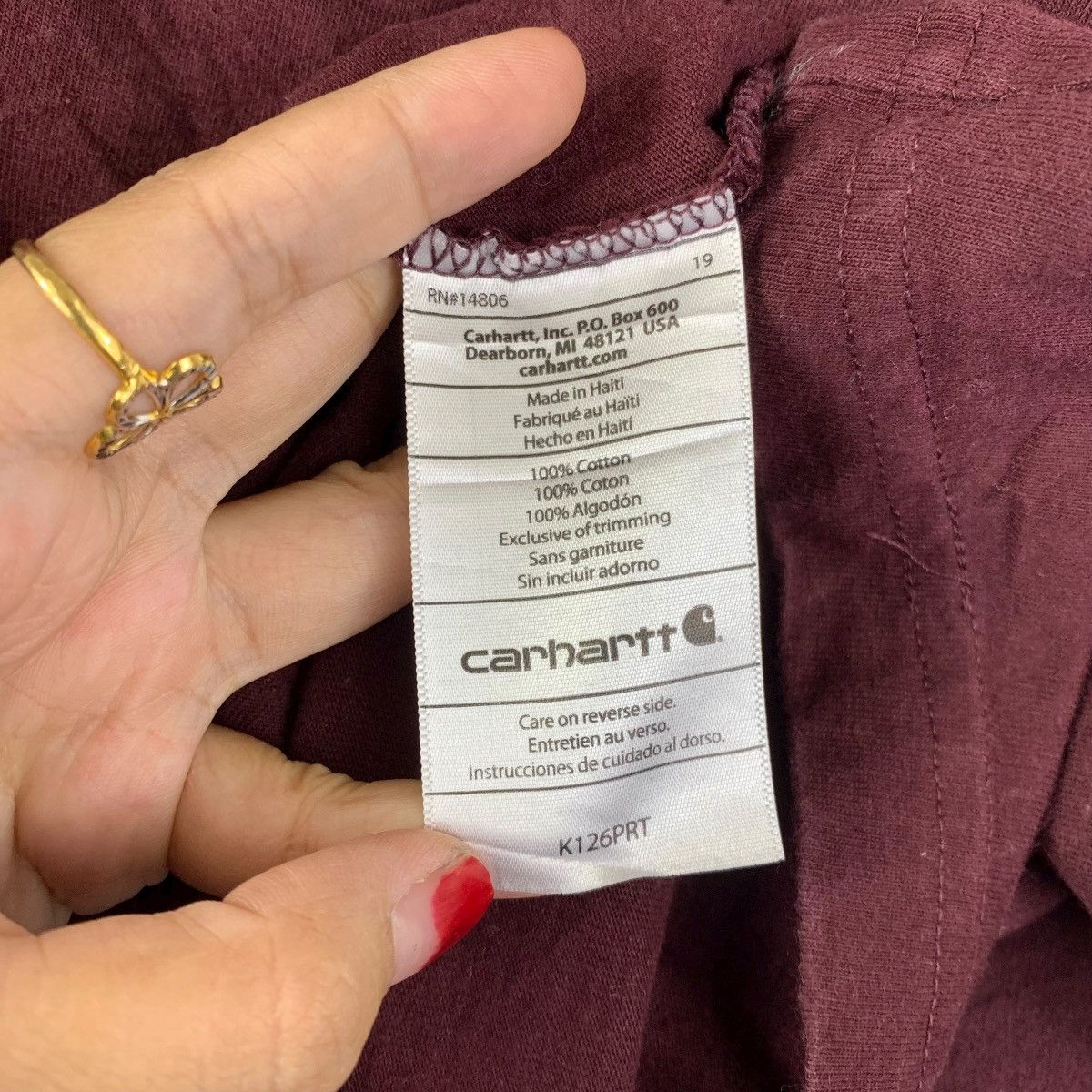 Carhartt Carhartt L/S Pocket T-Shirt Burgundy Maroon K126 Workwear Size US L / EU 52-54 / 3 - 6 Thumbnail