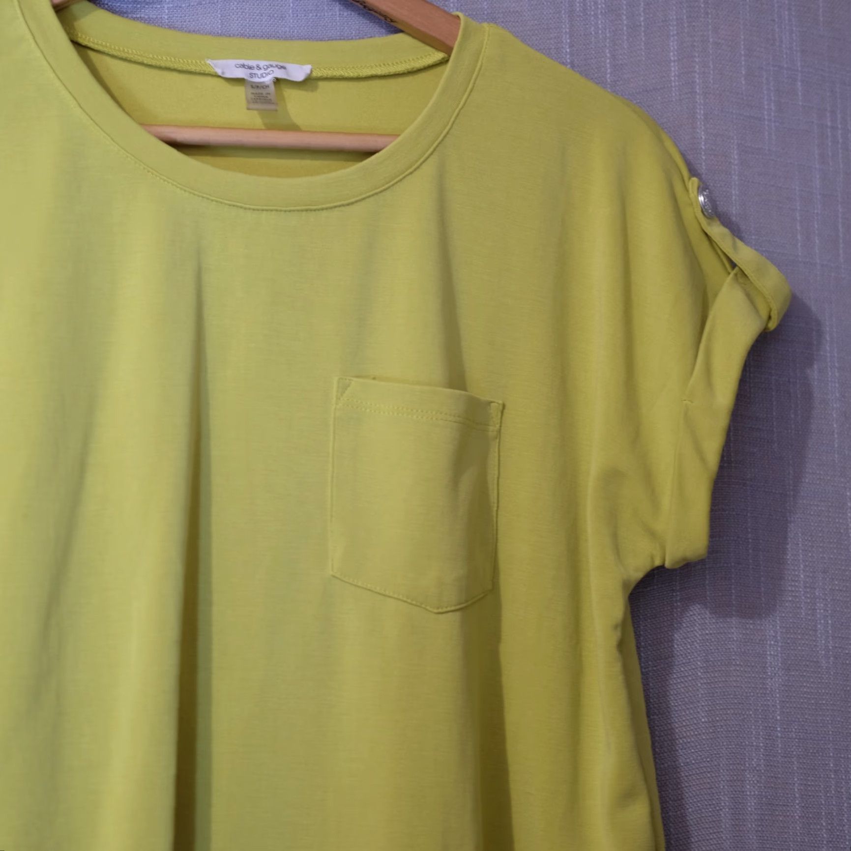 Vintage Cable & Gauge T-Shirt Womens S Dolman Sleeve Pockets Relaxed Fit Pale Citrus Short Sleeve Casual Workwear Modern Basic Trending - Mens? Size S / US 4 / IT 40 - 3 Thumbnail