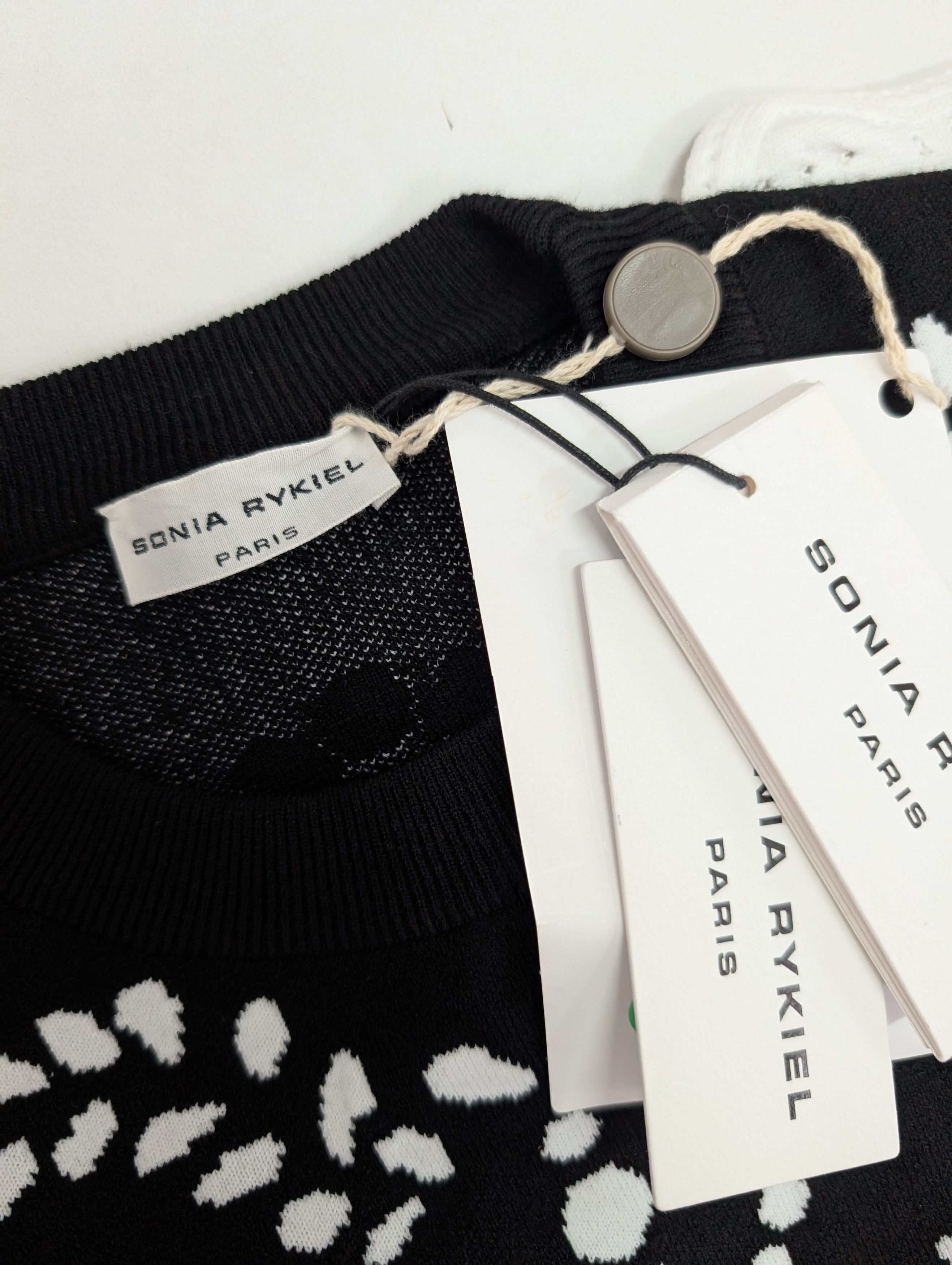 Sonia Rykiel Black And White Pullover With White Cotton Trim Size M / US 6-8 / IT 42-44 - 5 Thumbnail