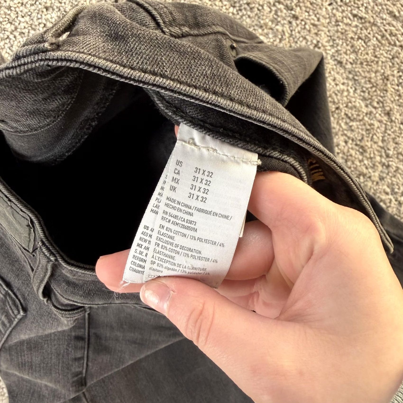American Eagle Outfitters Mens American Eagle Jeans 31x32 Charcoal Gray Distressed 360 Extreme Flex Size US 31 - 5 Thumbnail