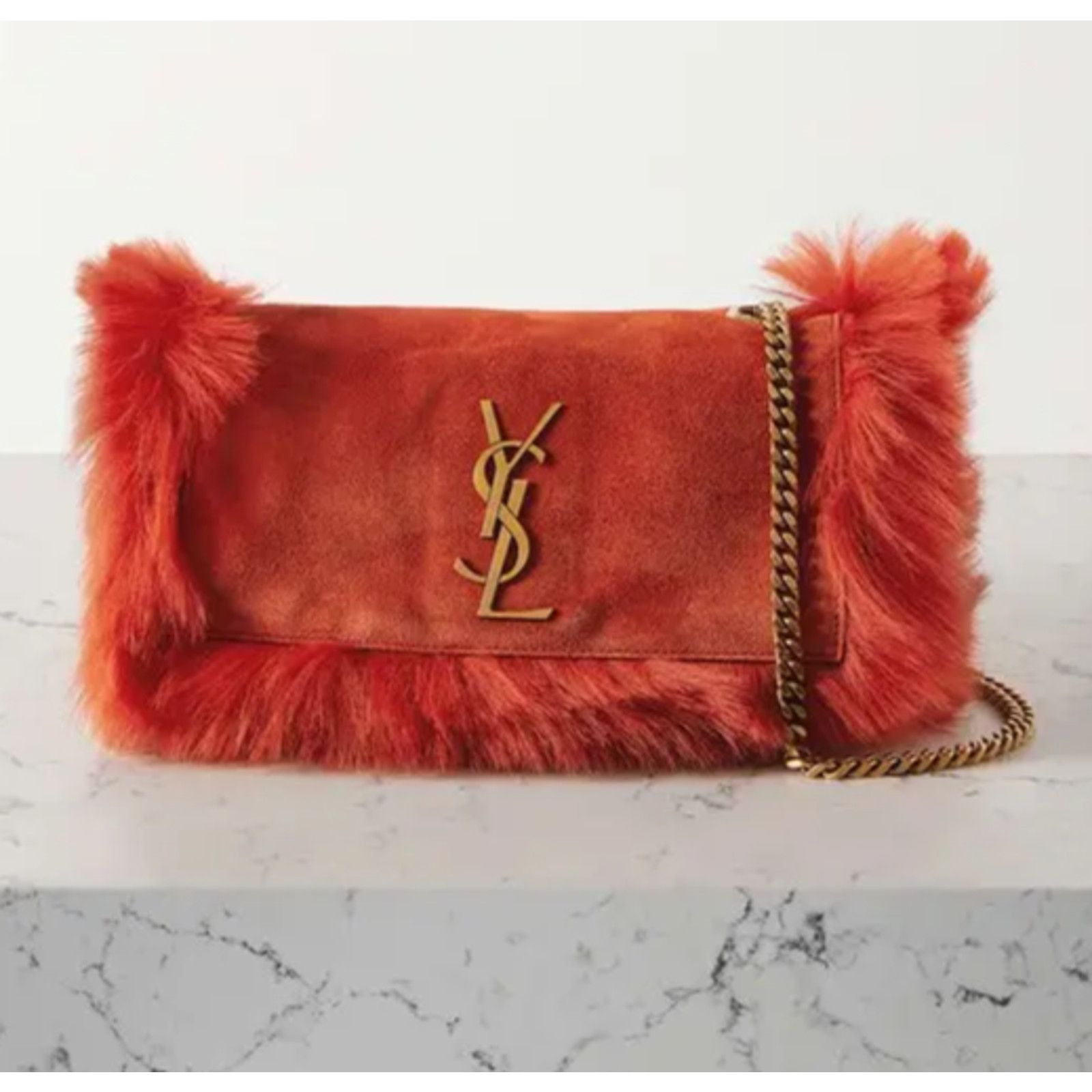 Yves Saint Laurent Saint Laurent Small Kate YSL Red Reversible Faux Fur Bag Size ONE SIZE - 1 Thumbnail