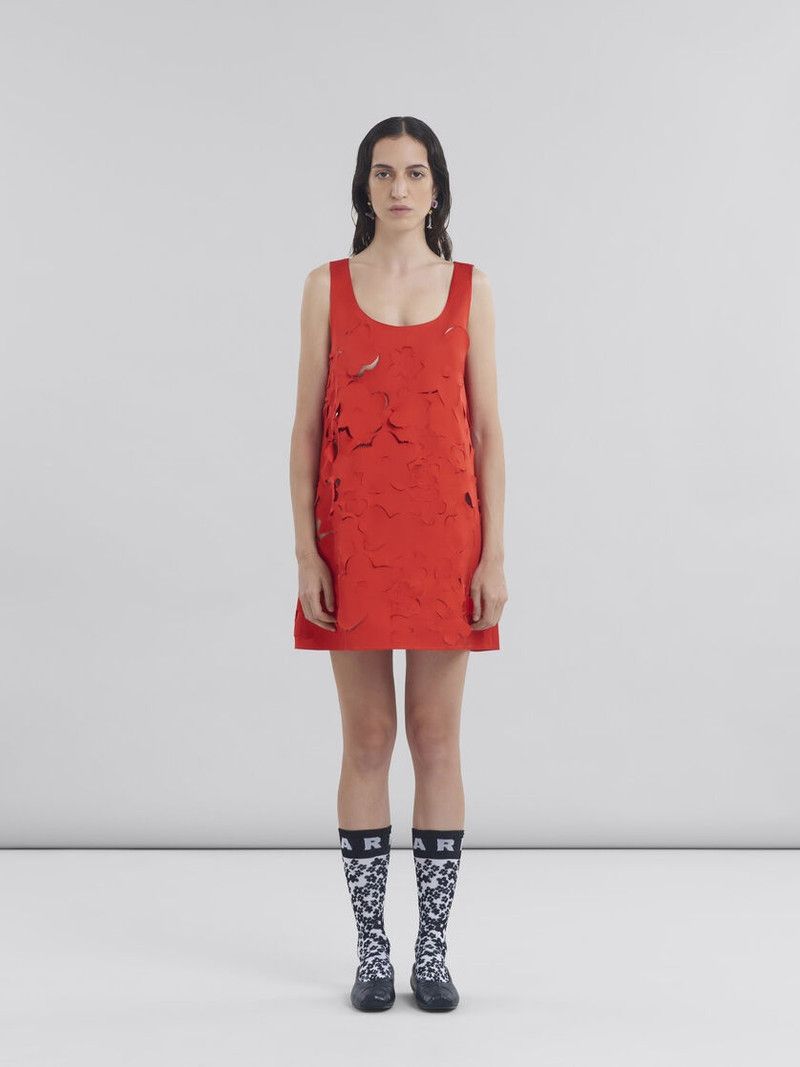 Marni o1f1d3z0326 Textured-Finish Mini Dress in Red Size L / US 10 / IT 46 - 2 Thumbnail