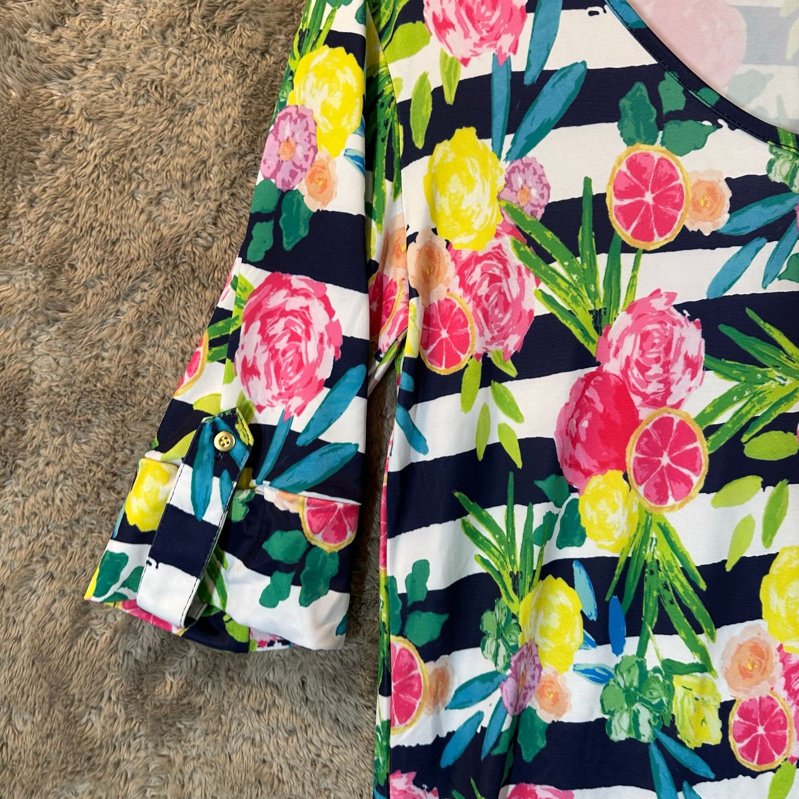 Other VFish Vera Fishbaugh Dress S Floral Stripe Coverup Resort Size S / US 4 / IT 40 - 4 Thumbnail