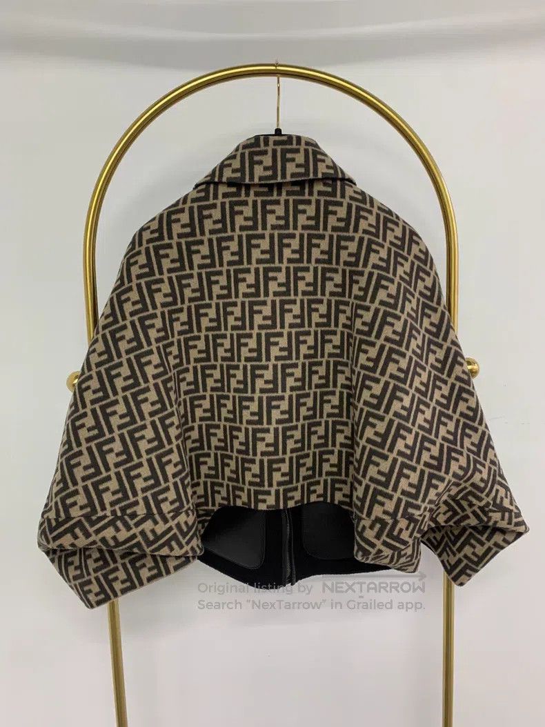 Fendi Fendi Double-Sided Bat Sleeve Wool Jacket, One Side Monogr Size XXS / US 00 / IT 34 - 3 Thumbnail