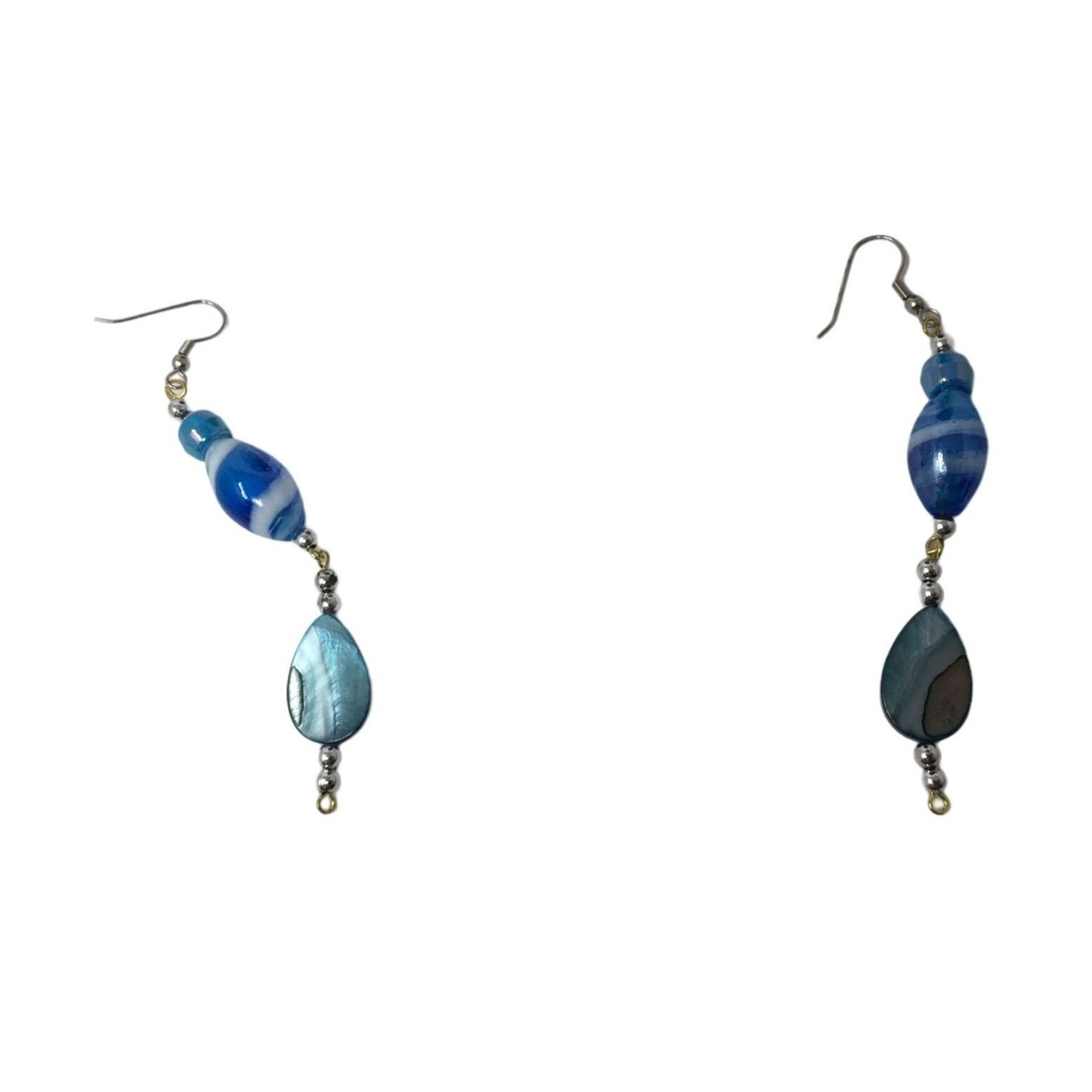 Other Womens Blue Beaded Necklace with Matching Dangly Earrings Size ONE SIZE - 2 Thumbnail