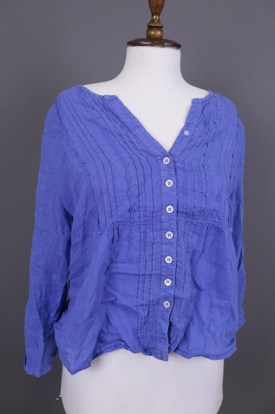 Designer John Lewis 100% Lino Blue Linen Tunic Top Shirt Size 16 Size XXL / US 16-18 / IT 52-54 - 5 Thumbnail