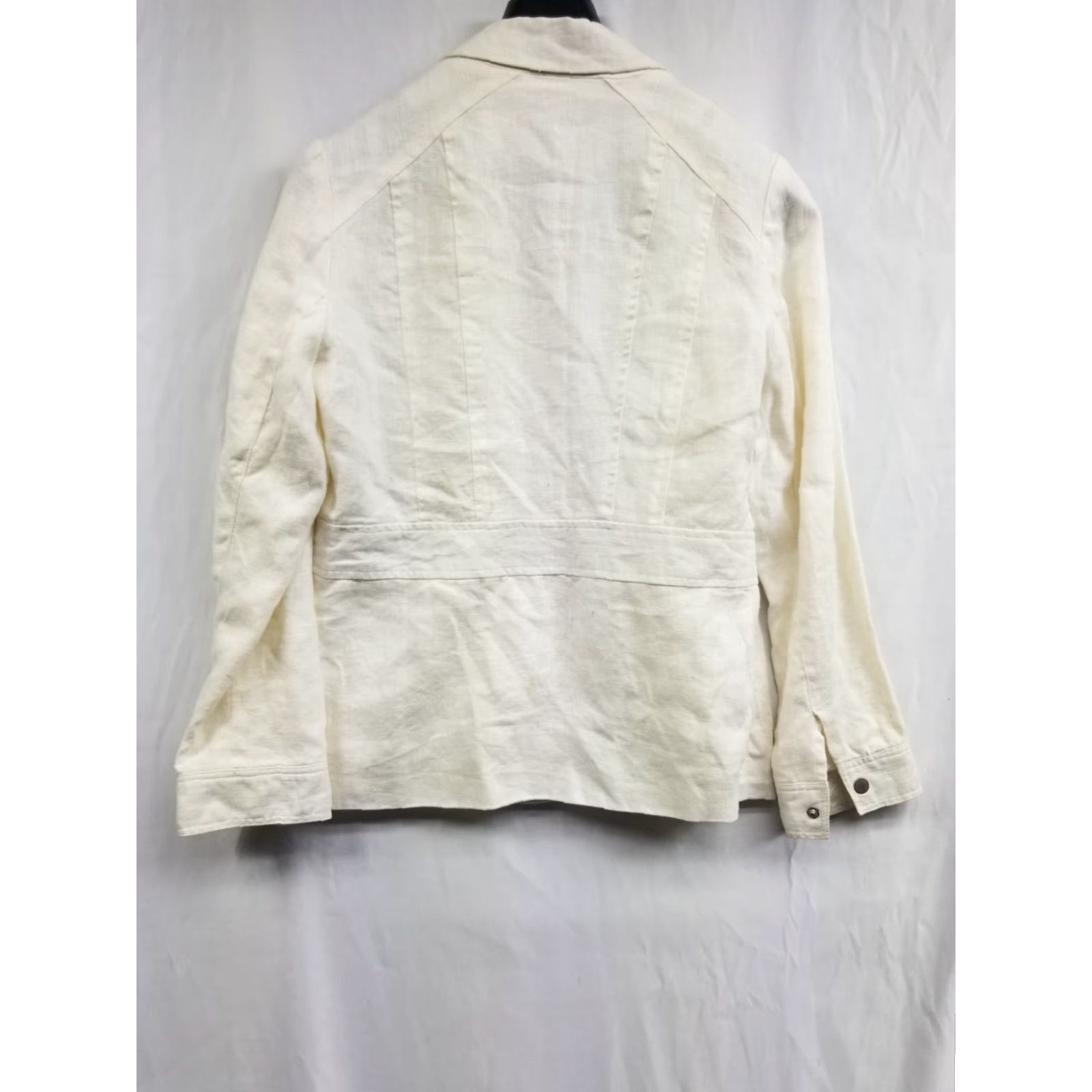 Coldwater Creek Coldwater Creek Jacket Womens 6 White 100% Linen Button Front Long Sleeve Jacket Size M / US 6-8 / IT 42-44 - 2 Thumbnail