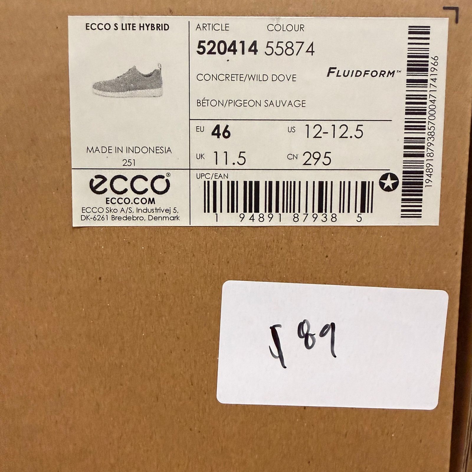 Ecco ECCO MEN'S 46 S LITE HYBRID CASUAL SNEAKER CONCRETE/WILD DOV Size US 12 / EU 45 - 5 Thumbnail