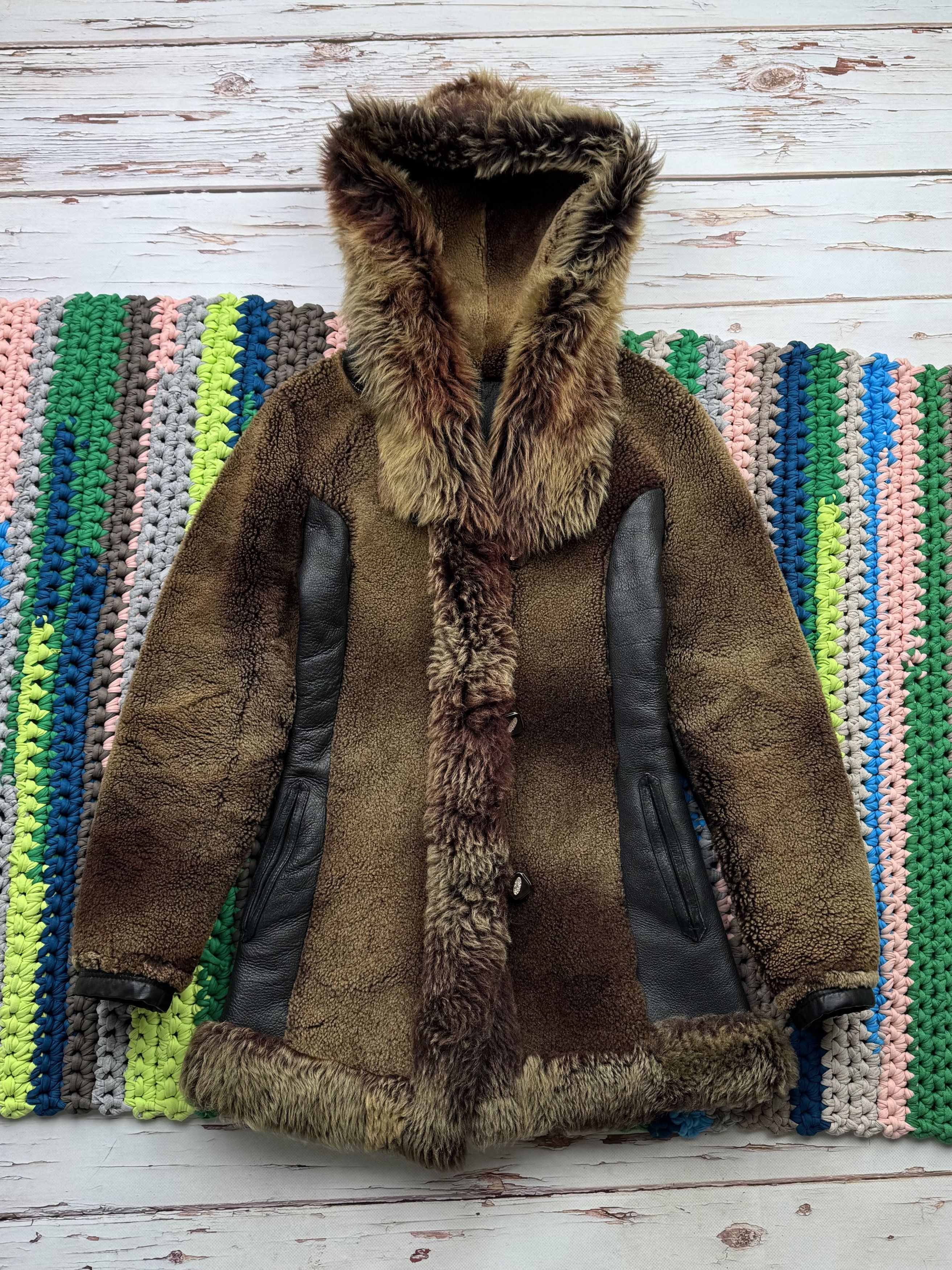 Japanese Brand Vintage Real Sheepskin Hooded Coat (ET1) Size S / US 4 / IT 40 - 1 Thumbnail