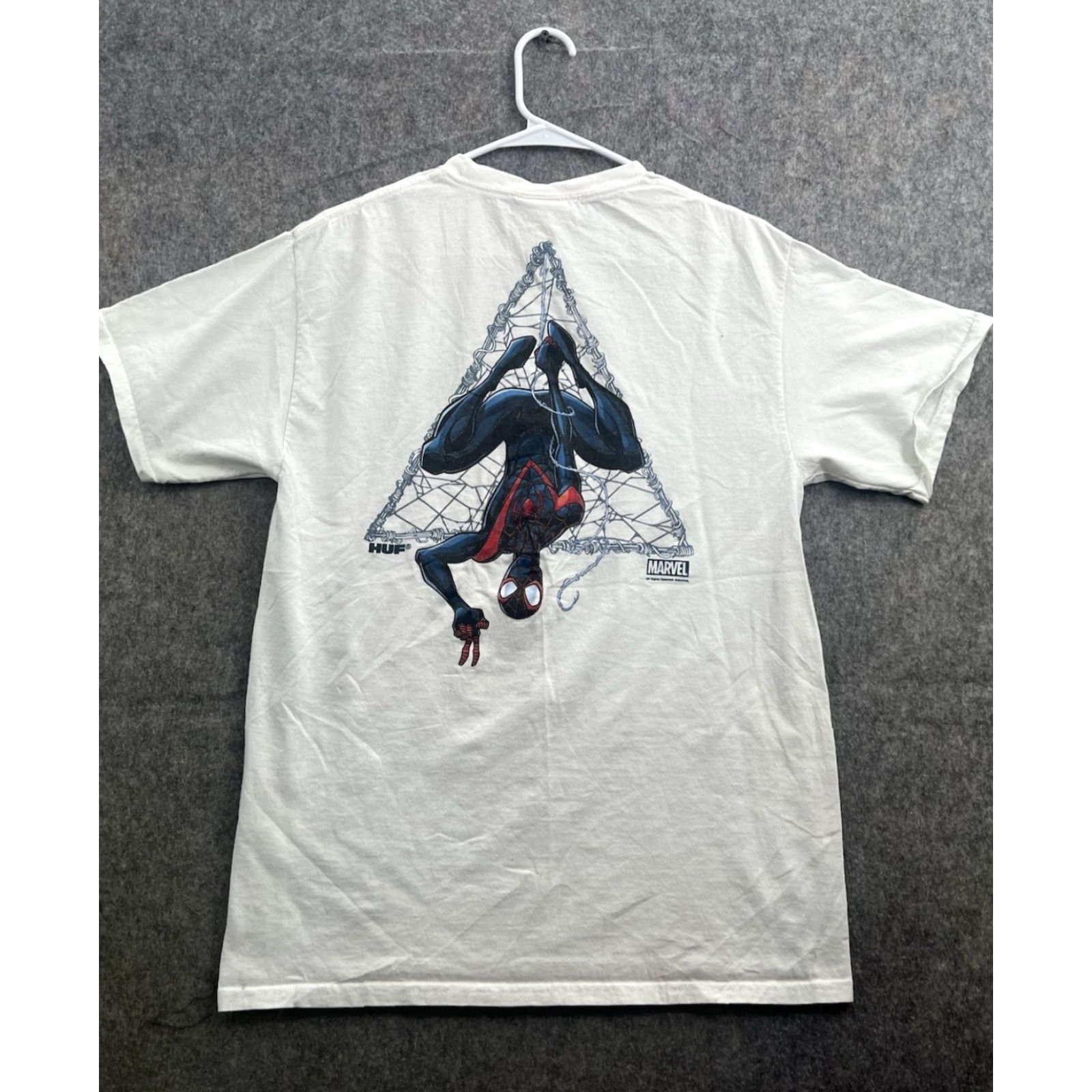 Huf VINTAGE HUF Marvel Comics White Graphic Spiderman Miles Morales T-Shirt Mens M Regular Crew Neck Short Sleeve Cotton Size US M / EU 48-50 / 2 - 6 Thumbnail