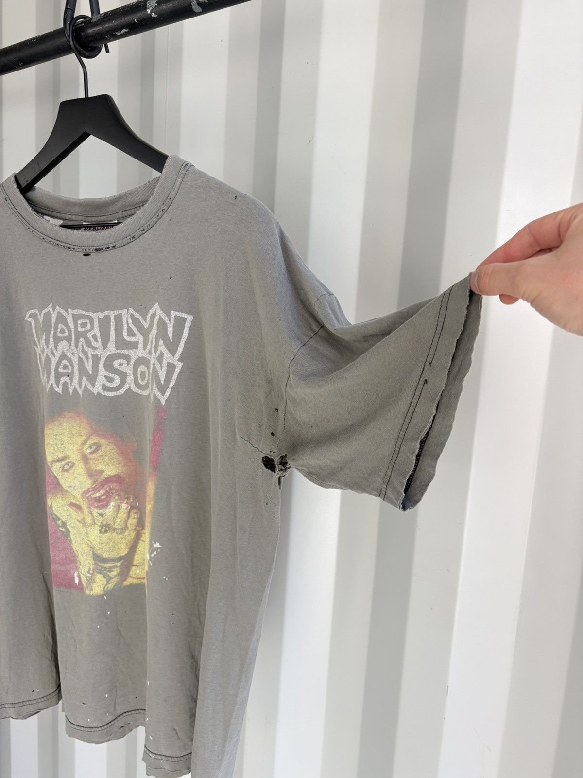 Band Tees Vintage Marilyn Manson God of Fuck Shirt Faded GRUNGE Band Size US XL / EU 56 / 4 - 2 Thumbnail