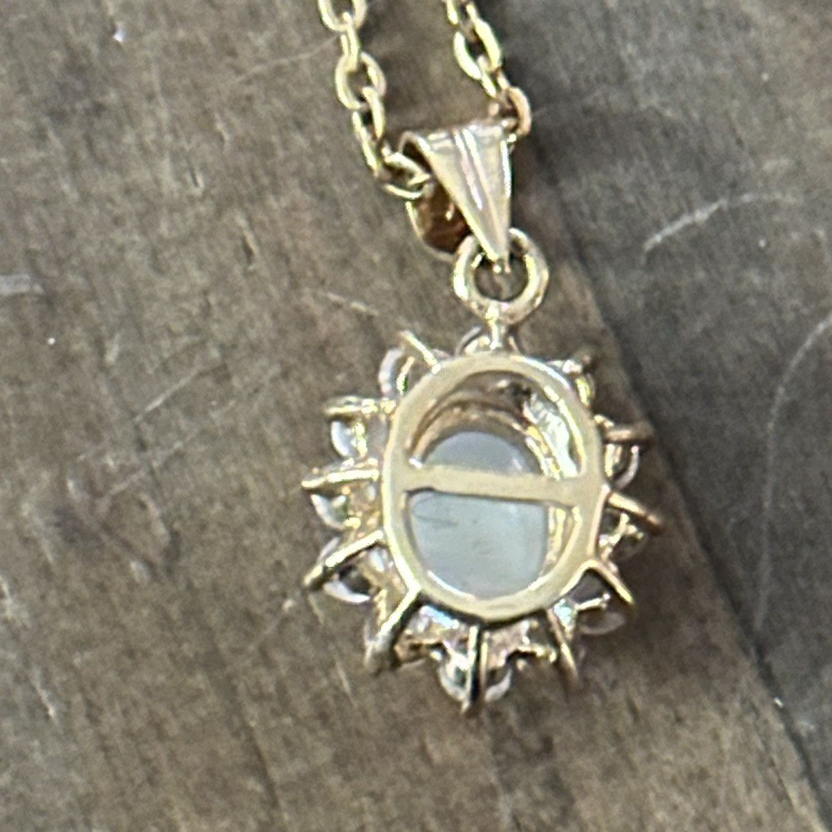 Vintage Vintage faux opal and rhinestone flower pendant necklace Size ONE SIZE - 4 Thumbnail