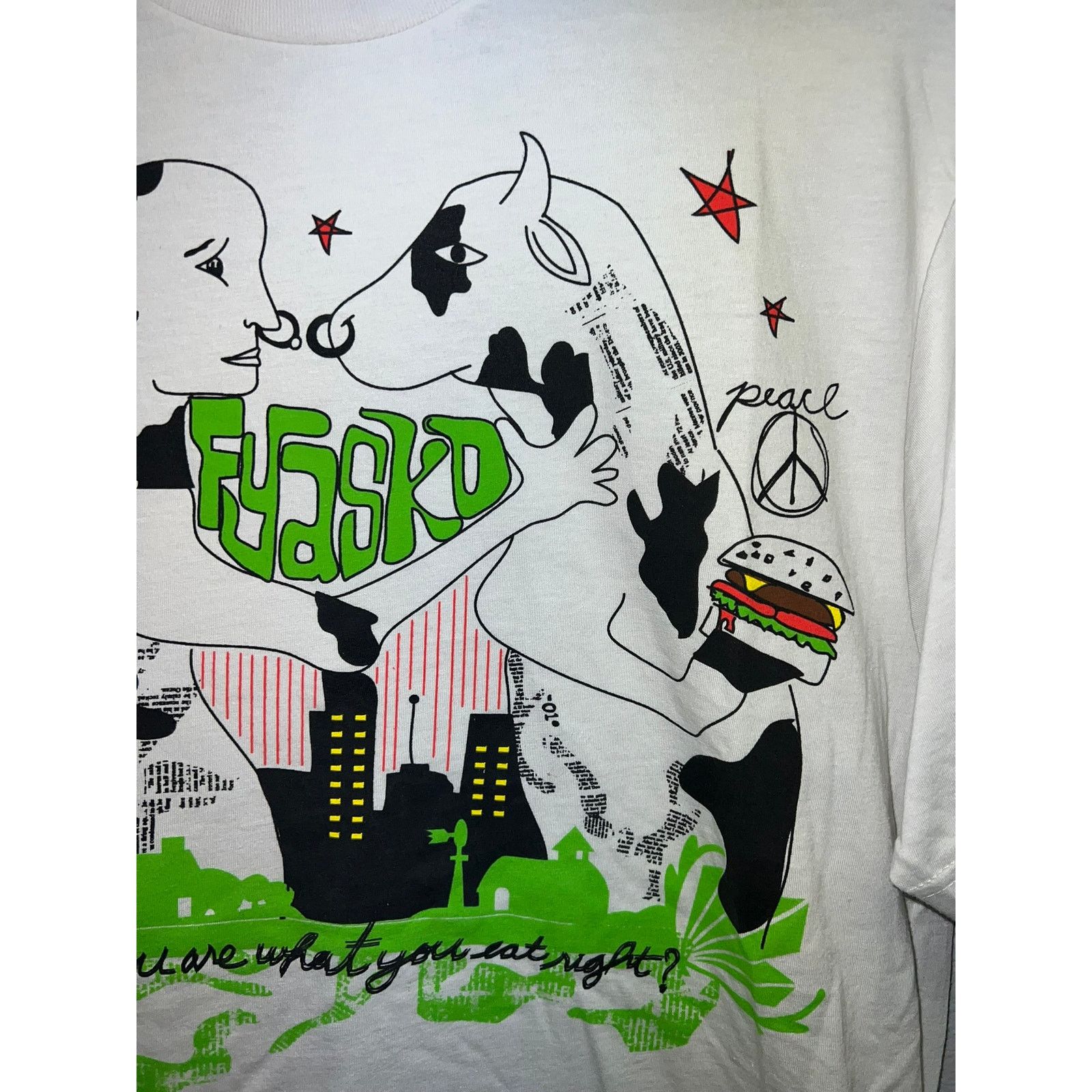 Band Tees Fyasko Shirt You Are What You Eat Cow Peace Vegetarian Tee L Size US L / EU 52-54 / 3 - 3 Thumbnail