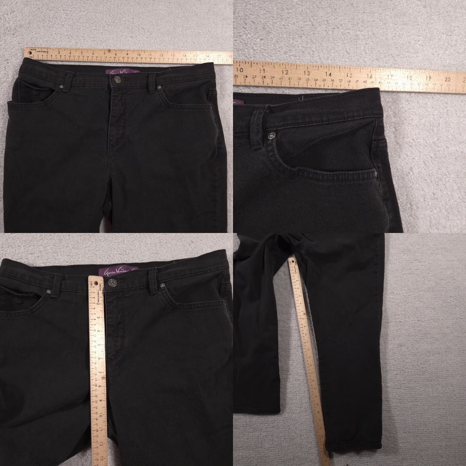 Gloria Vanderbilt Gloria Vanderbilt Amanda Jeans Women's 12P Petite Stretch Black Denim Mid-Rise Size 34" / US 12 / IT 48 - 8 Thumbnail