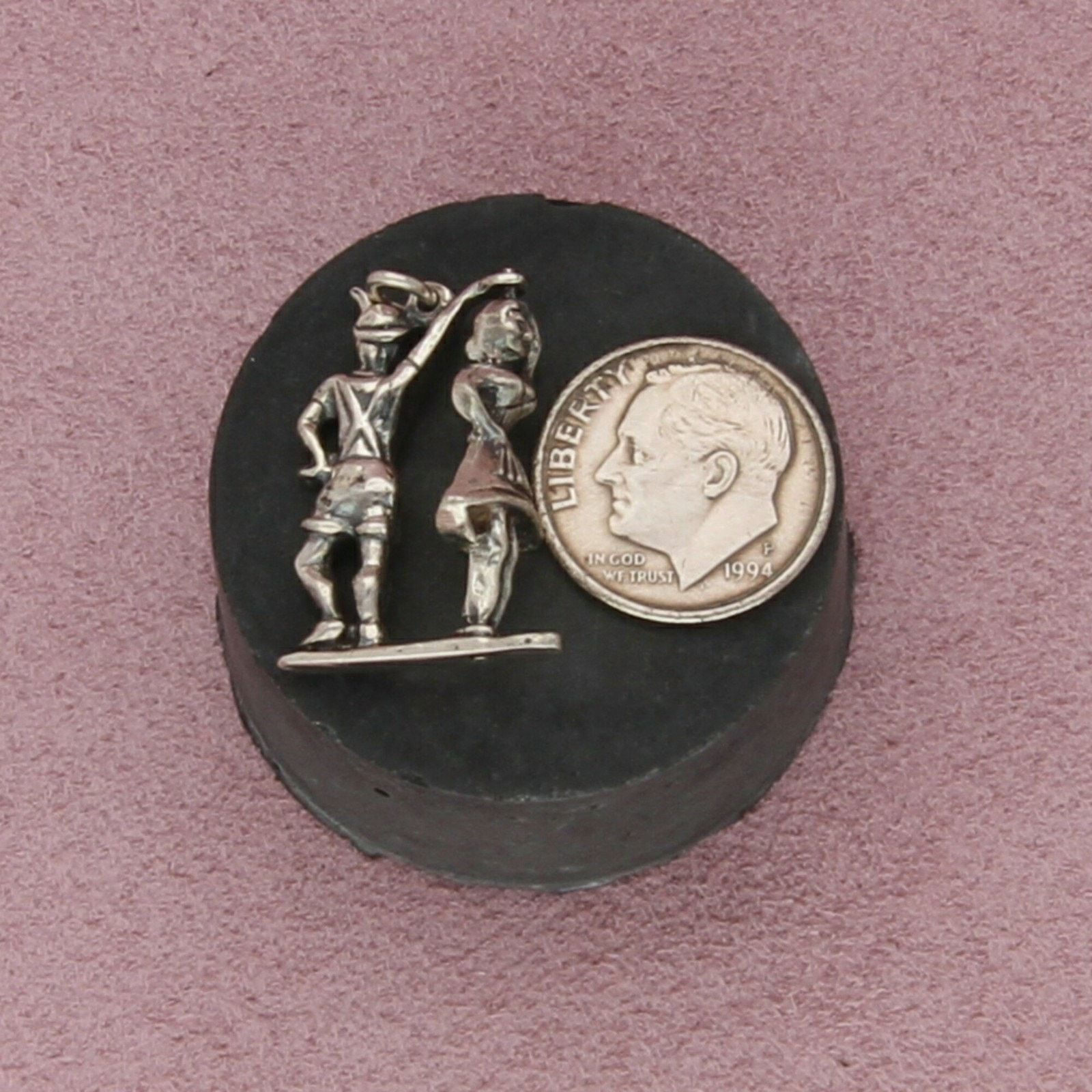 Sterling Silver sterling silver vintage dancing couple (spins) charm pendant Size ONE SIZE - 3 Thumbnail