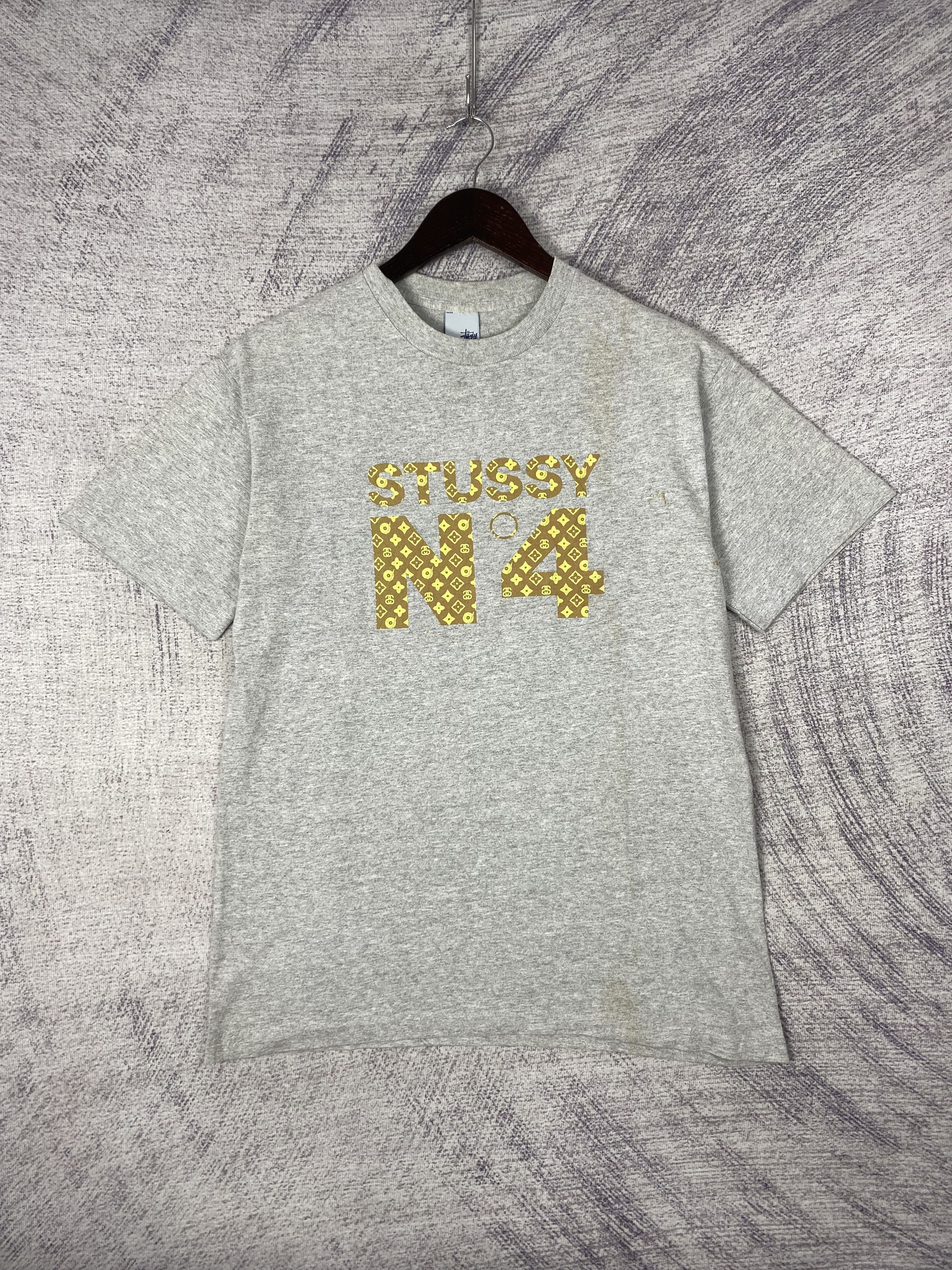 Stussy Vintage Stussy N°4 Logo Tee Grey with Yellow Monogram Print Size US M / EU 48-50 / 2 - 1 Thumbnail