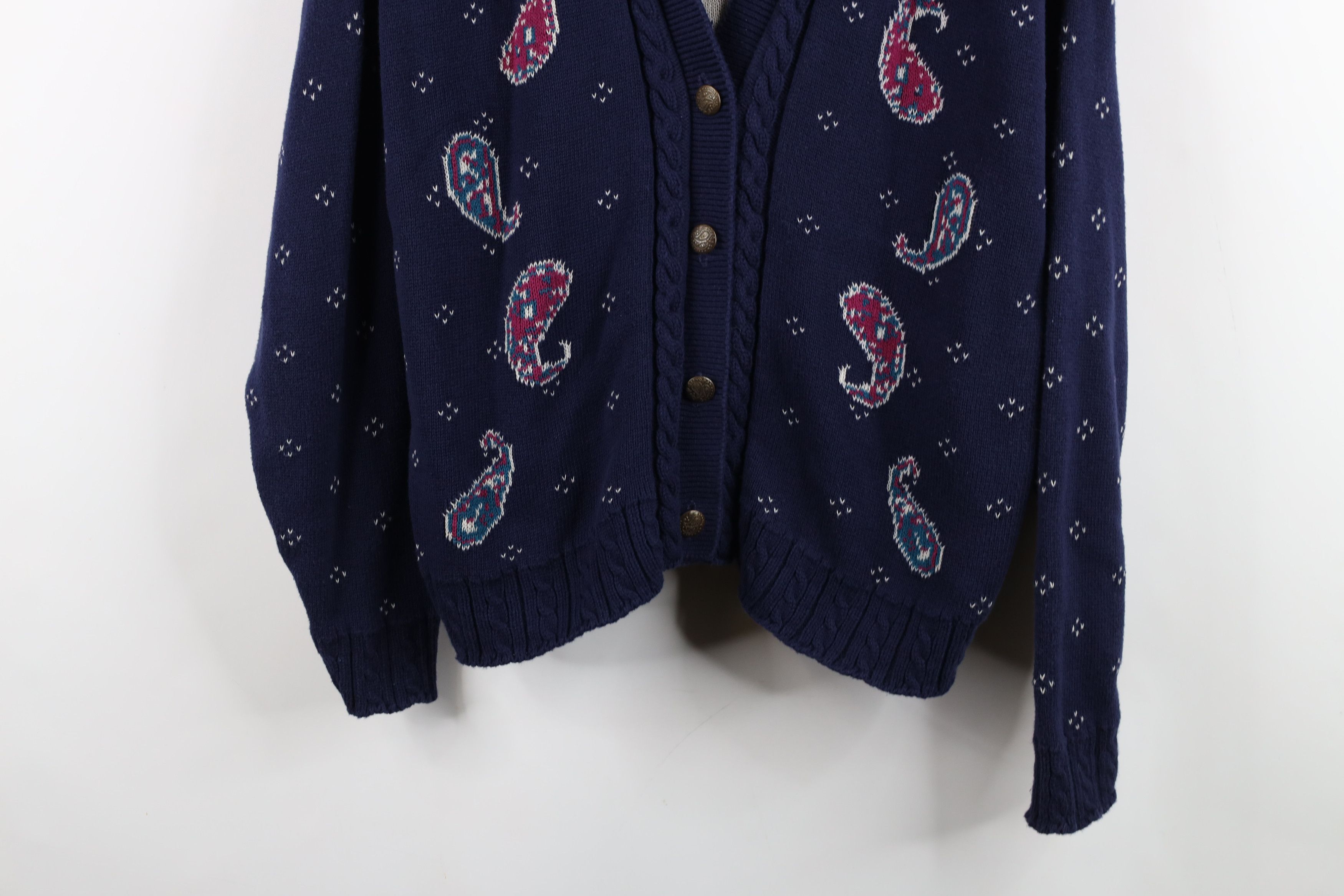 Vintage Vintage 90s Streetwear Cable Knit Button Cardigan Sweater Size XL / US 12-14 / IT 48-50 - 3 Thumbnail