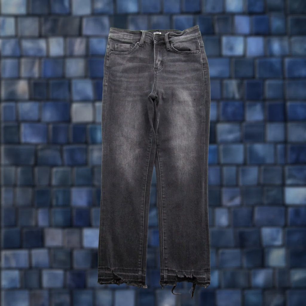 Vintage Mica Los Angeles Women's Black Stretch Denim High Rise Raw Hem Jeans Size 25 Size 42" / US 20 - 1 Thumbnail