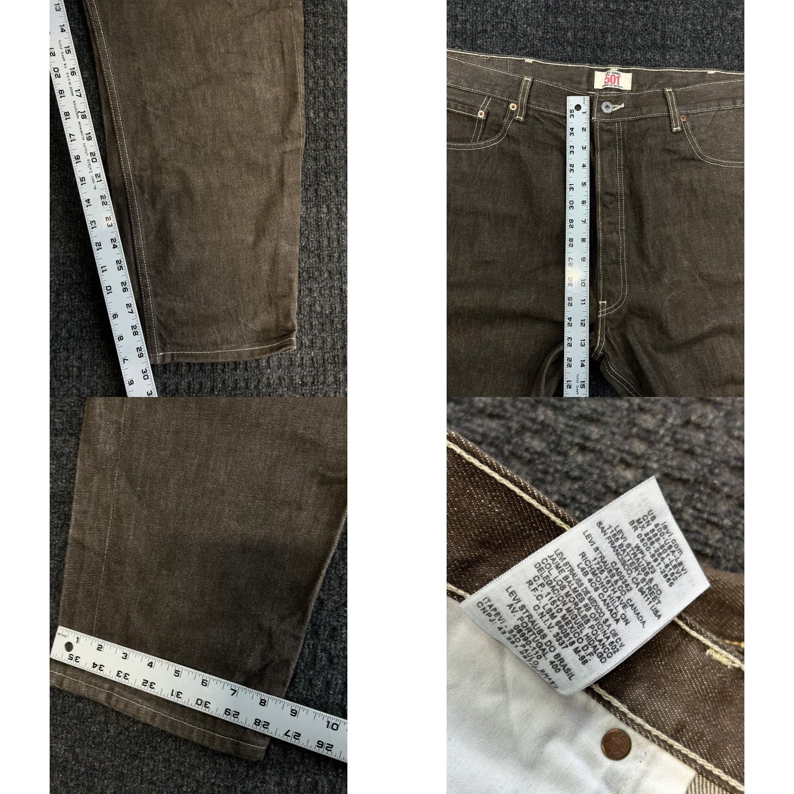 Levi's VINTAGE Levi's 501 Jeans Brown Copper Rinse Denim 42 x 30 Button Fly 90s y2k Mens Regular Jeans Brown Steel Size US 42 / EU 58 - 8 Thumbnail
