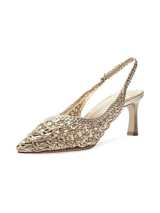 Alexandre Birman os11x1225 Jane Tresse 60MM Metallic Slingback Pumps Size US 8 / IT 38 - 5 Thumbnail