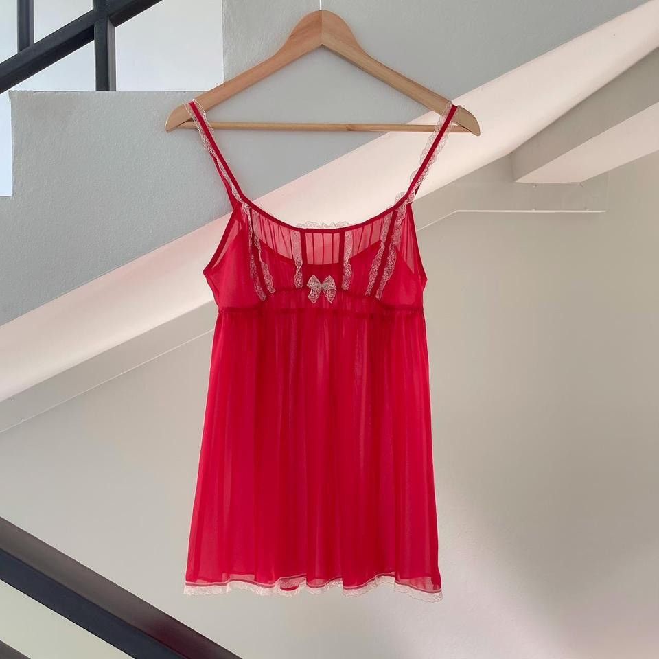 Victoria's Secret Vintage VS Red Chiffon Mini Dress (Small) Size S / US 4 / IT 40 - 5 Thumbnail
