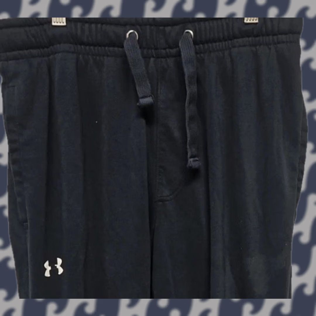 Under Armour Under Armour Men’s Large Black Jogger Sweatpants Logo Athletic Tapered Fleece Cotton Blend Pockets Drawstring Gym & Training Mens Size US 33 - 1 Thumbnail