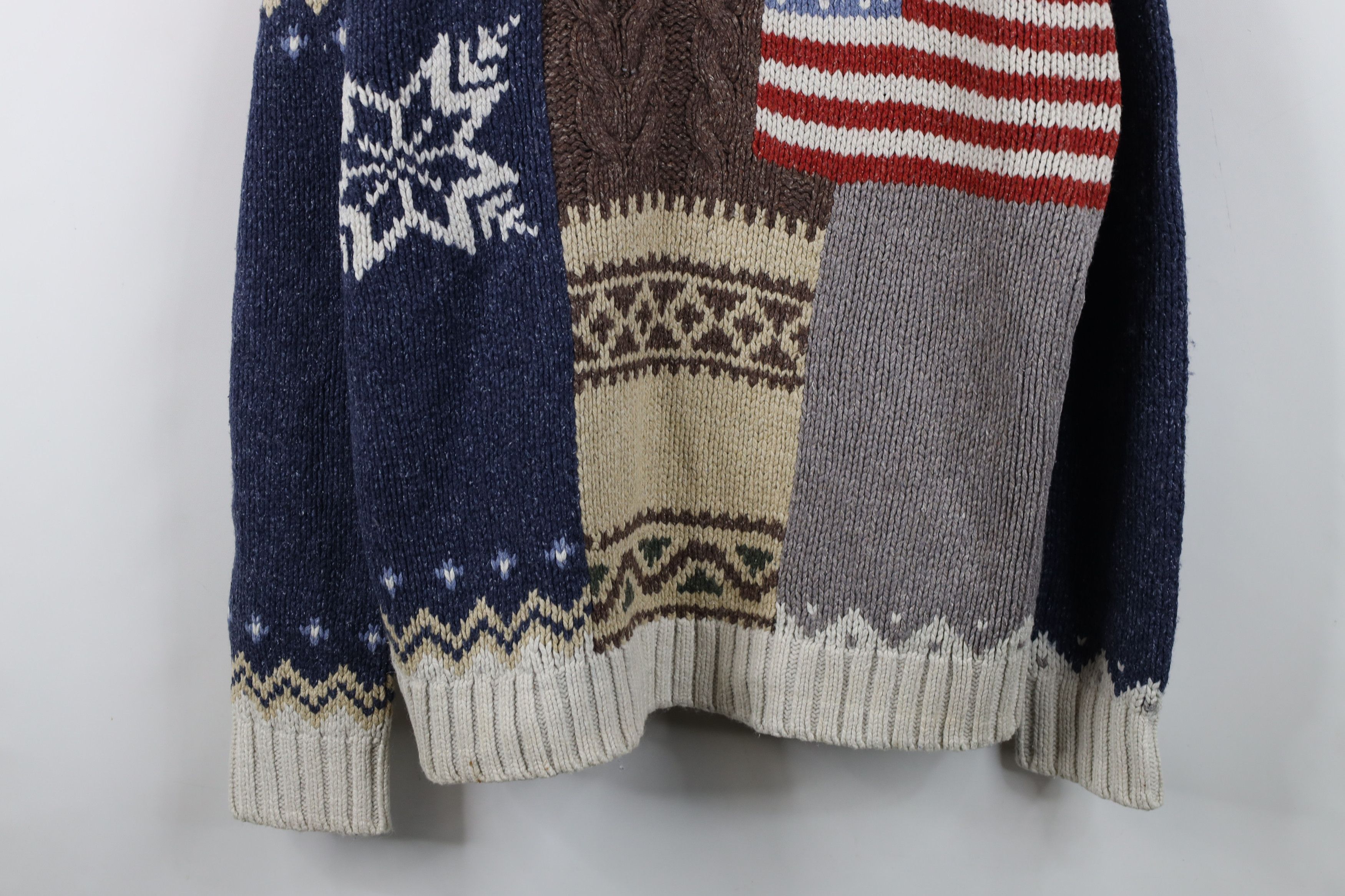 Vintage Vintage 90s Streetwear Blend Patchwork USA Flag Knit Sweater Size US XXL / EU 58 / 5 - 3 Thumbnail