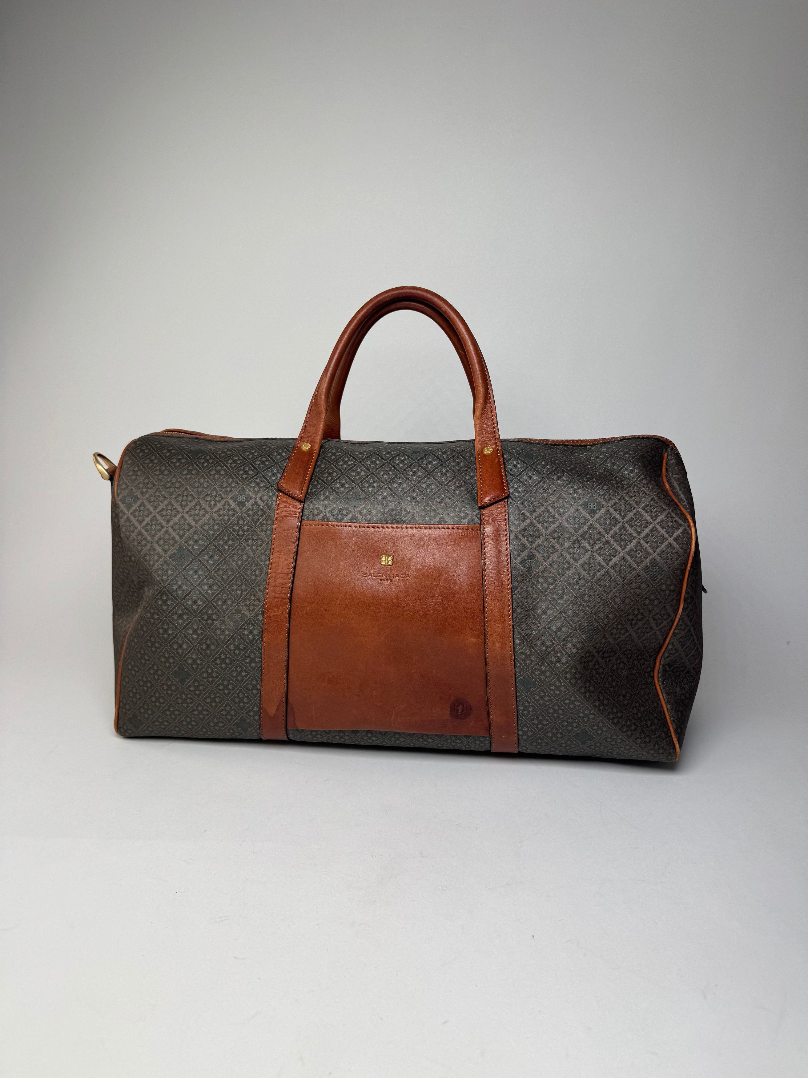 Balenciaga Vintage Abstract Leather Dufdel Bag Green Brown Size ONE SIZE - 1 Thumbnail