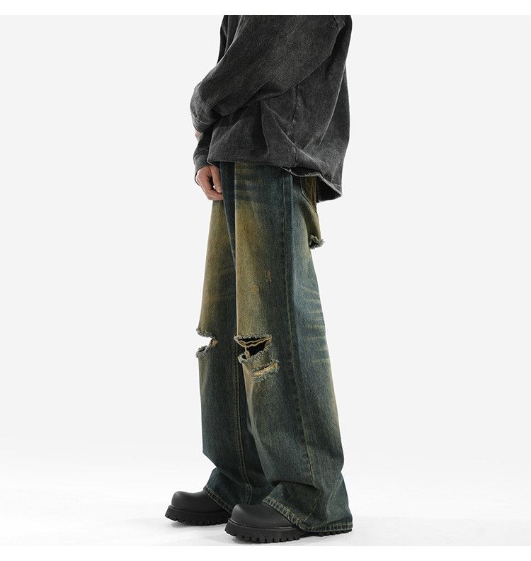 Japanese Brand × Jean Men's American street distressed washed loose ripped jeans Size US 32 / EU 48 - 6 Thumbnail