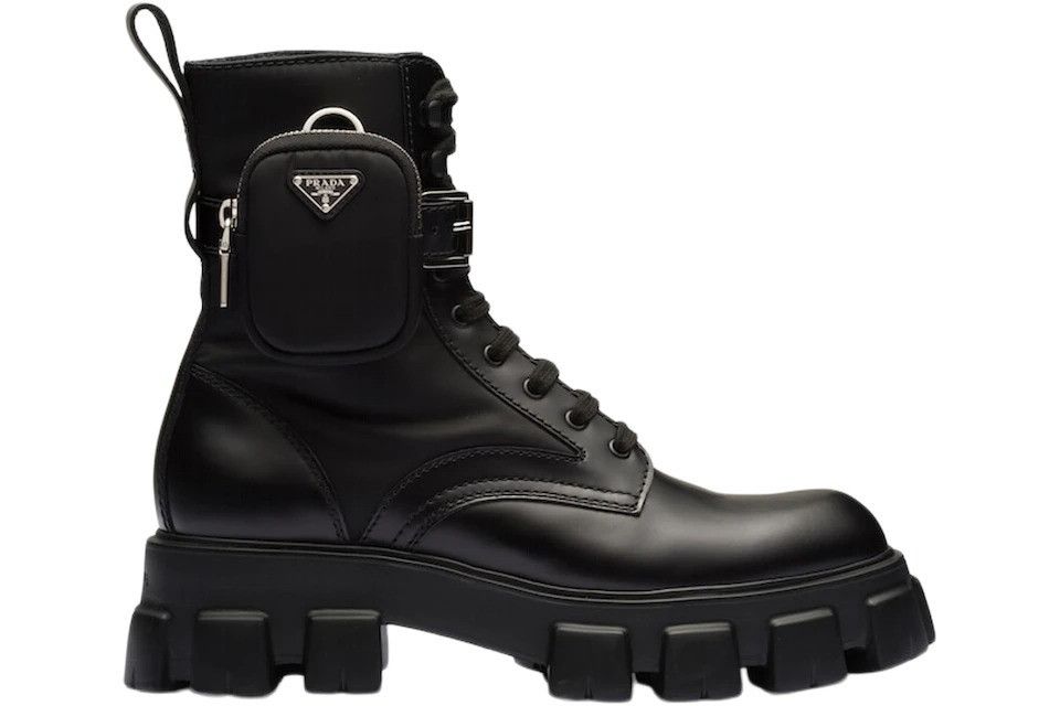 Prada Leather and Nylon Platform Combat Boots with Pouches Size US 7 / EU 40 - 1 Thumbnail