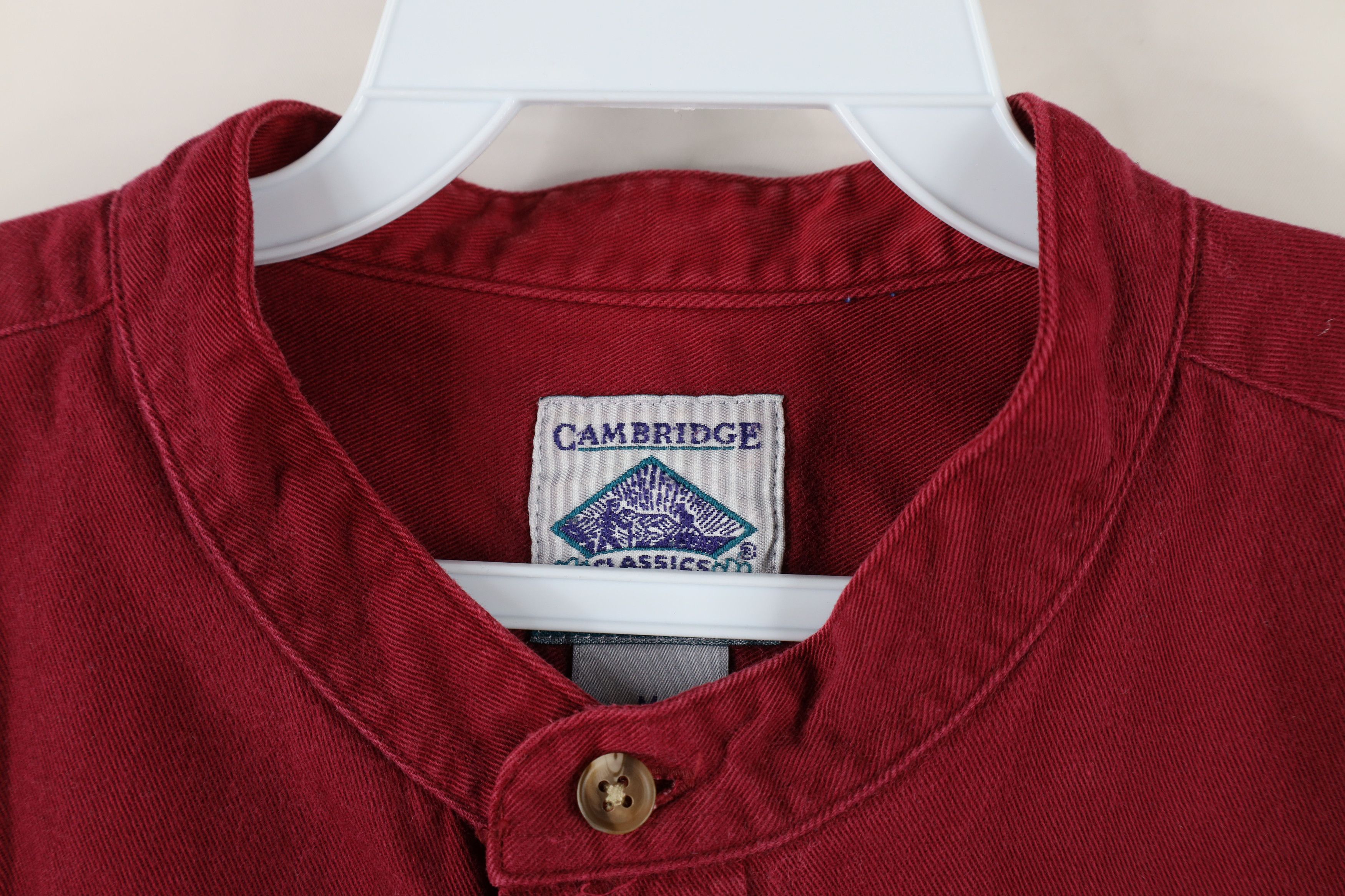 Vintage Vintage 90s Streetwear Cotton Twill Band Collar Button Shirt Size US M / EU 48-50 / 2 - 6 Thumbnail