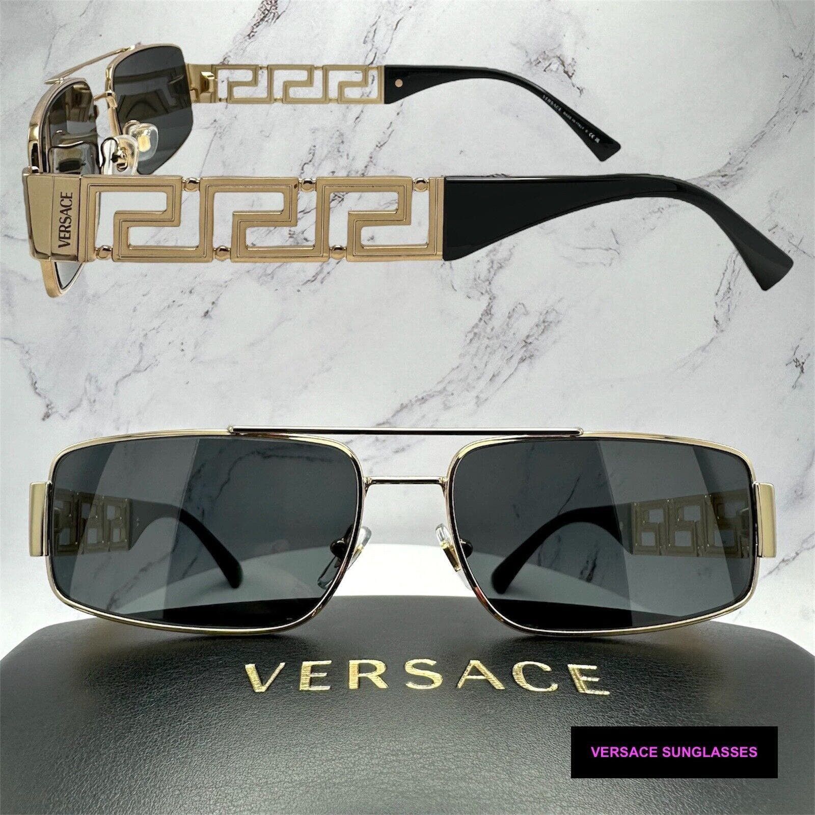 image of Versace Sunglasses Black Gold Metal Logo 100% Authentic, Women's