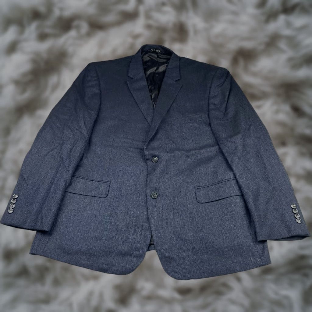 Jos. A. Bank Jos A Bank Men’s Blazer Navy Blue Herringbone 100% Wool 2-Button 48R Jacket Coat Regular Mens Size 48R - 1 Thumbnail