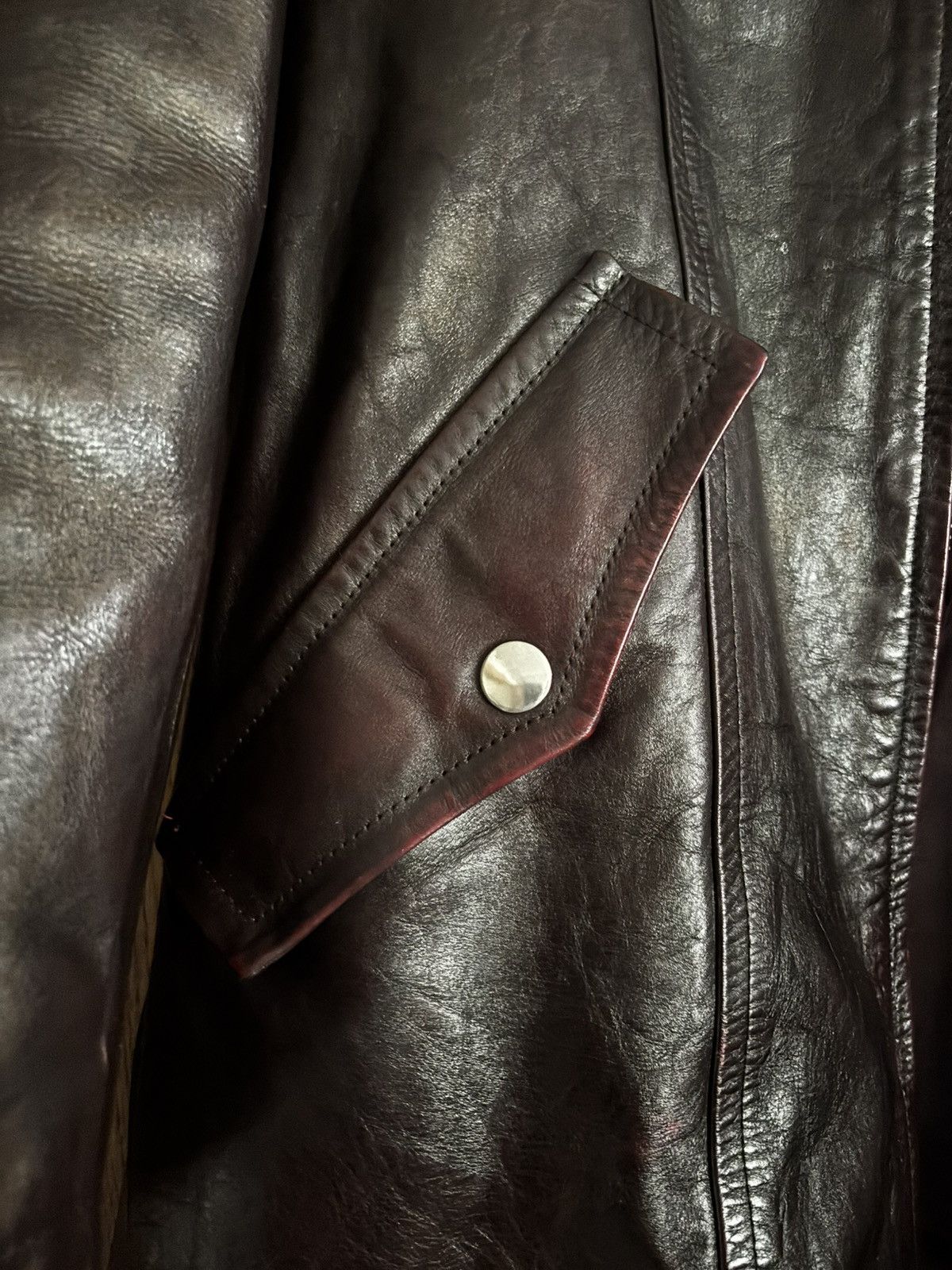 Comme des Garcons COMME DES GARCONS BURGUNDY RED LEATHER TRENCH Size US M / EU 48-50 / 2 - 5 Thumbnail
