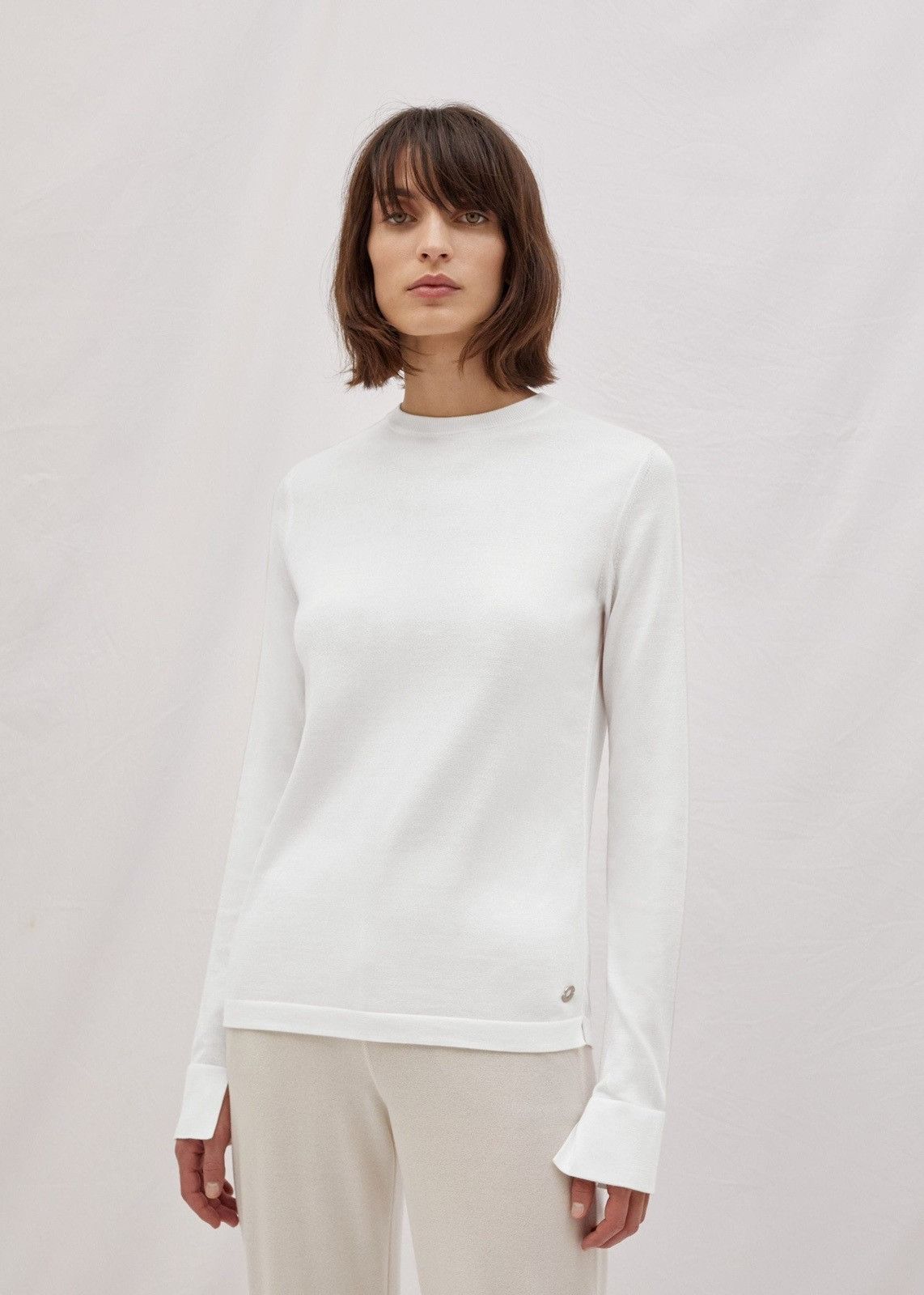 Loro Piana o1srvl11e0825 FAI4415 Long-sleeved Roundneck Sweater White Size M / US 6-8 / IT 42-44 - 2 Thumbnail