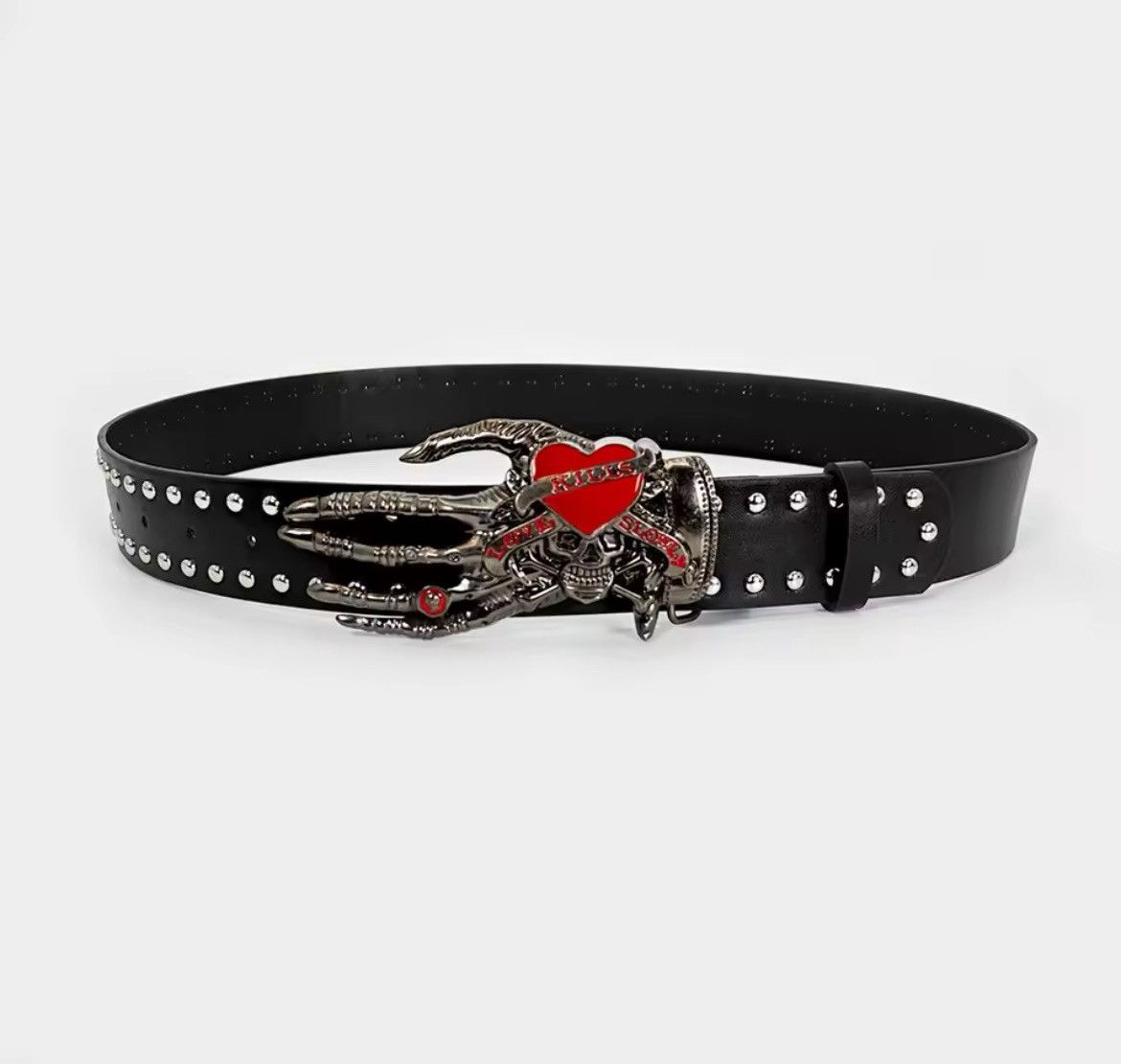 Vintage Gothic Punk vintage skeleton grunge goth black belt Size ONE SIZE - 2 Thumbnail