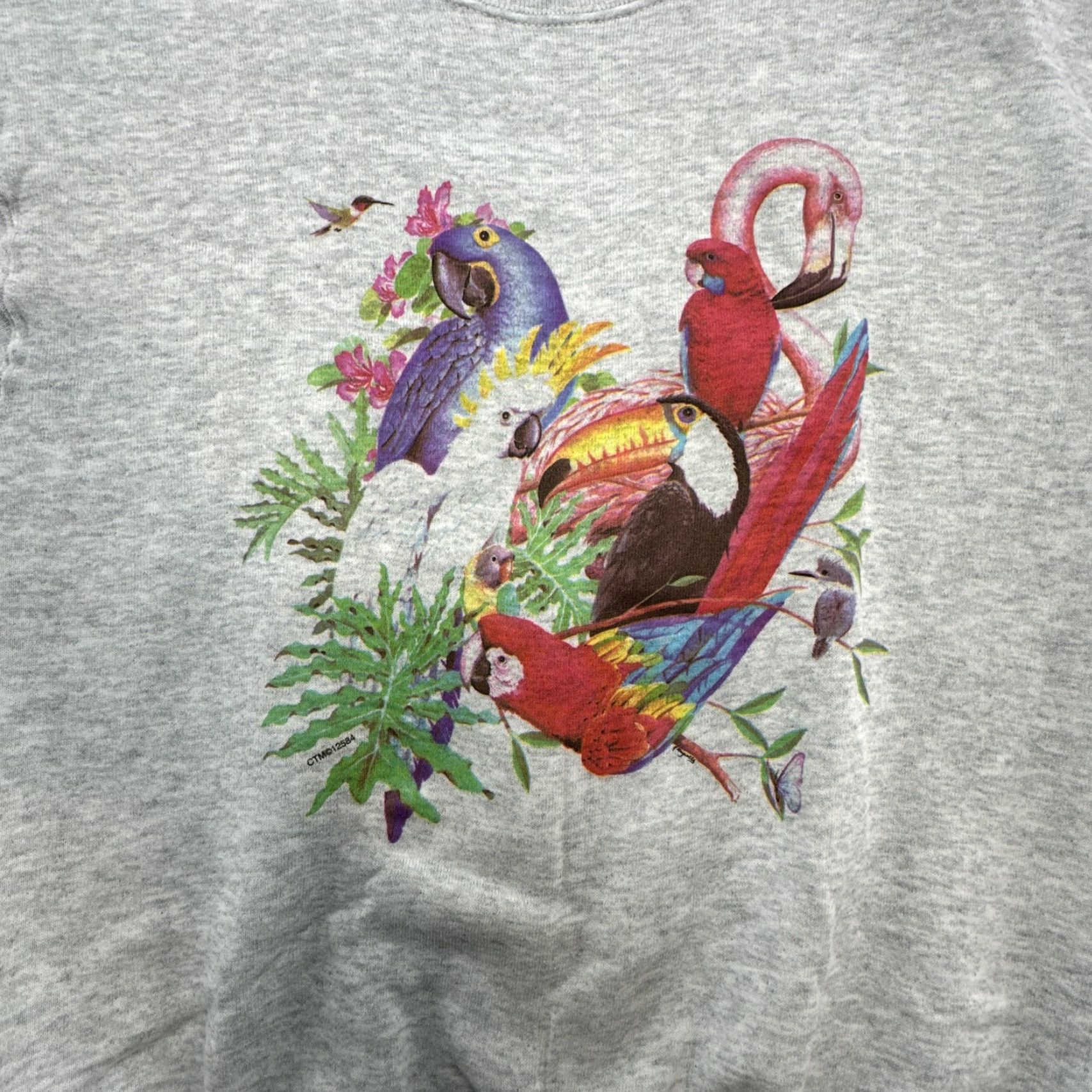 Fruit Of The Loom VINTAGE Fruit of the Loom Sweatshirt Parrot Nature 90s Crewneck Gray Size S / Small Men Ducks Wildlife Distressed Logo Polo? Size US S / EU 44-46 / 1 - 2 Thumbnail