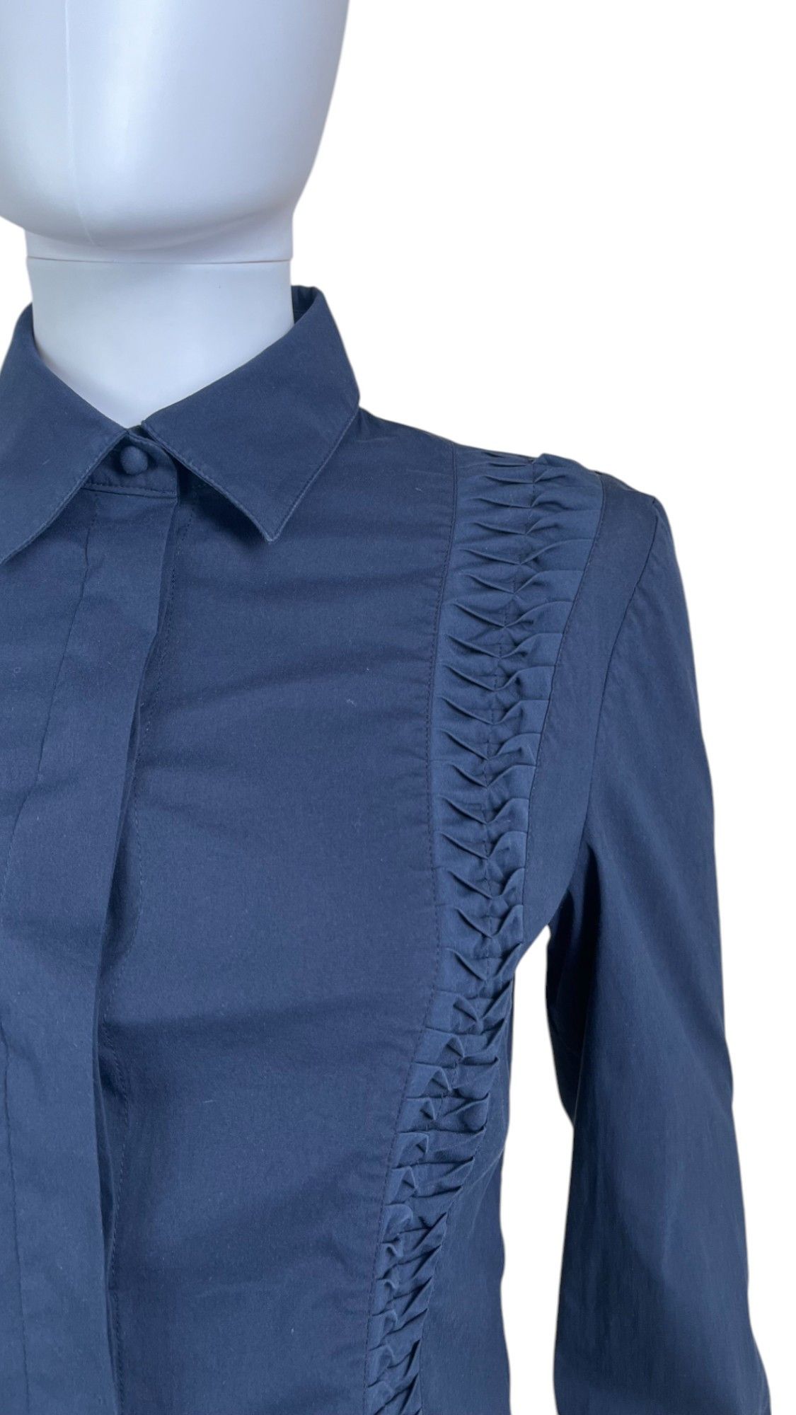 Versace by Donatella Blue Ruffle Shirt Size M / US 6-8 / IT 42-44 - 6 Thumbnail