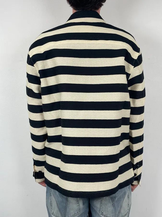 Emporio Armani AW2022 Emporio Armani Black White Striped Cotton Zip Shirt Jacket Size US L / EU 52-54 / 3 - 3 Thumbnail