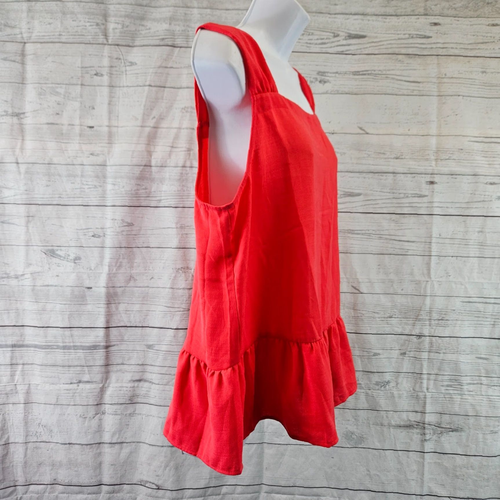 Loft VINTAGE? No. (Skip) Ann Taylor LOFT Womens Top Sz Large Solid Pink Sleeveless Square Neck Tank Shirt Ladies? Size L / US 10 / IT 46 - 3 Thumbnail