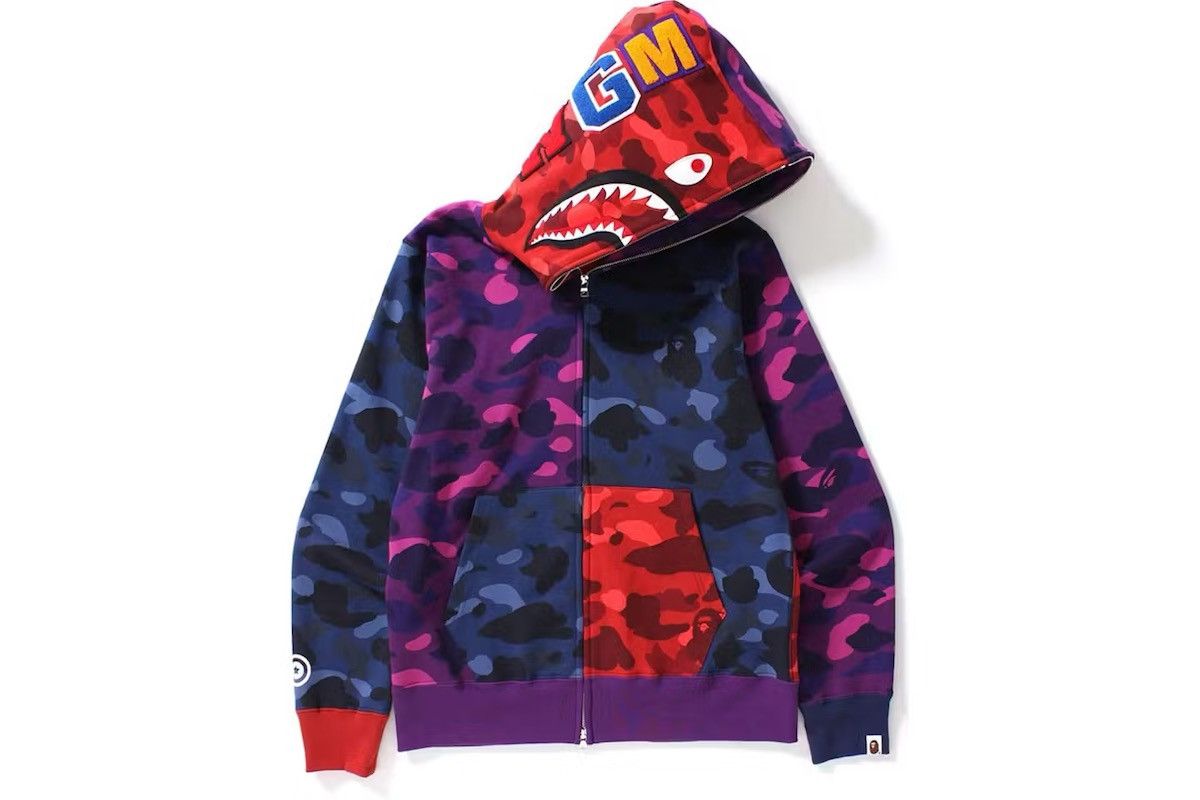 Bape BAPE Color Camo Crazy Shark Full Zip Hoodie Size US XL / EU 56 / 4 - 1 Thumbnail