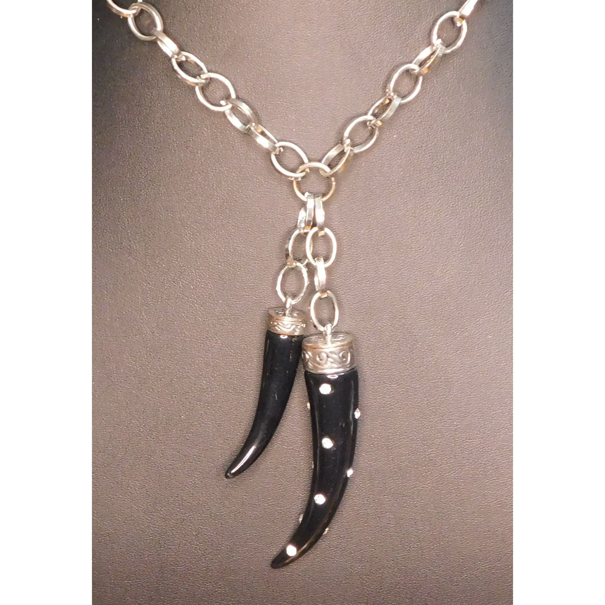 Other Gothic Rhinestone Claw Black And Silver Tone PendantNecklace Size ONE SIZE - 3 Thumbnail