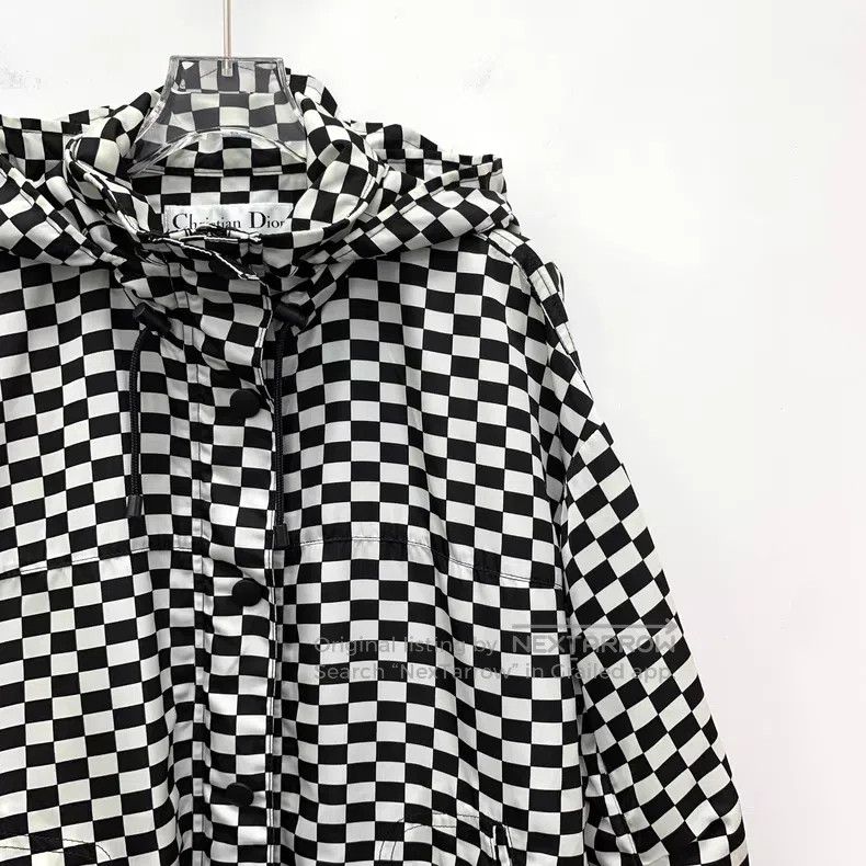 Dior Dior Black and white colour-blocked checkerboard hooded lo Size XXS / US 00 / IT 34 - 3 Thumbnail