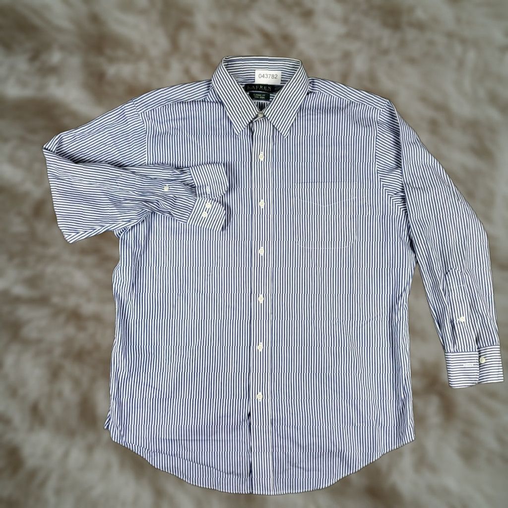 Ralph Lauren Ralph Lauren Dress Shirt Mens 16.5 Blue Striped Long Sleeve Button-Down Regular Fit Non-Iron Size 42R - 1 Thumbnail