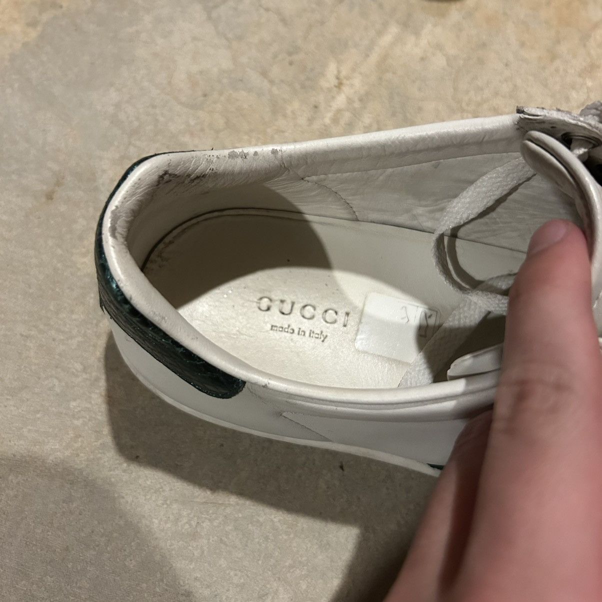 Designer × Gucci Gucci Ace Web Stripe Embroidered Bee Leather Shoes US 5 Size US 5 / EU 37 - 12 Thumbnail