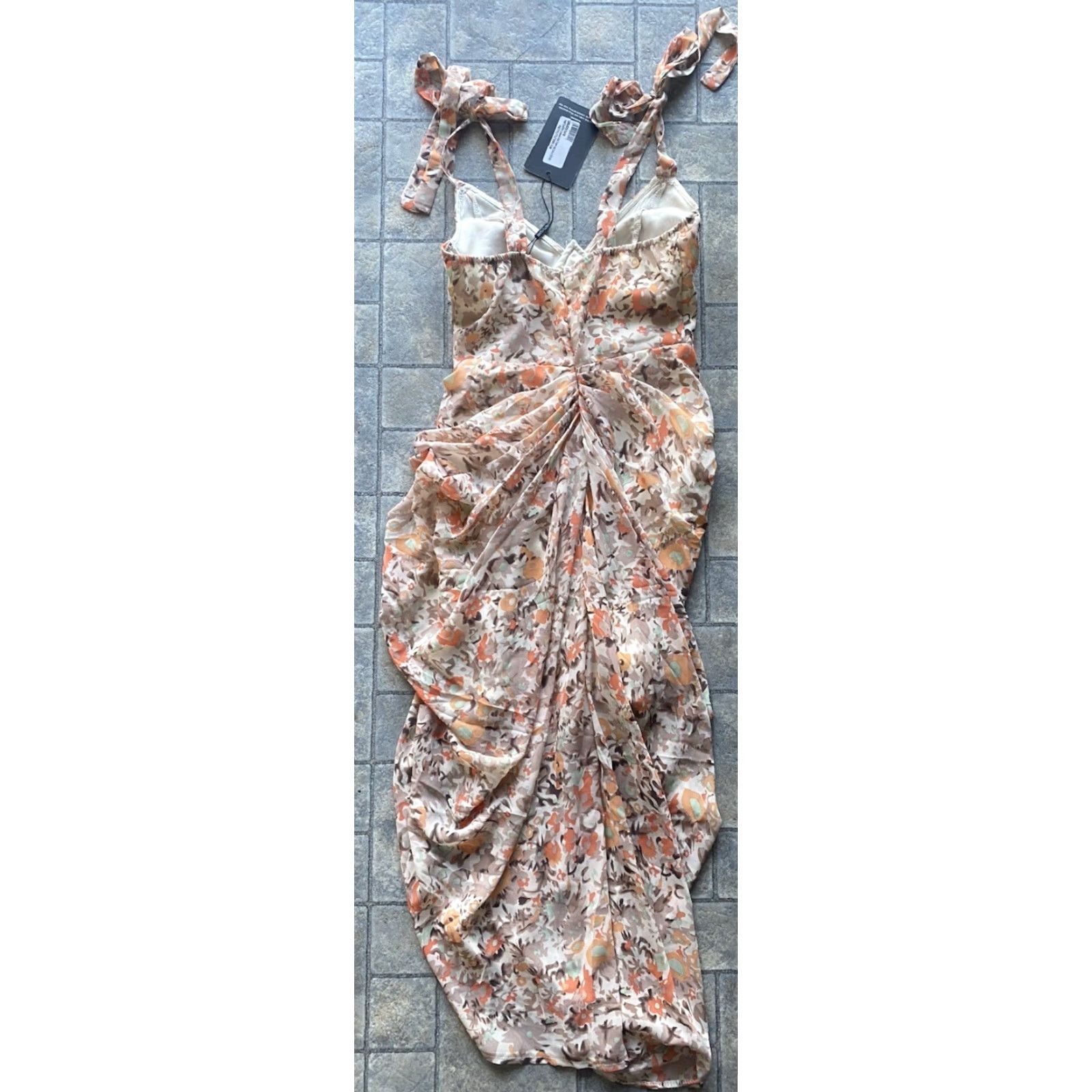 PrettyLittleThing Pretty Little Thing Dress Floral Sleeveless Underwire Midi Draped Peach Multicolor Size 2 Women Size 2 Size XS / US 0-2 / IT 36-38 - 7 Thumbnail