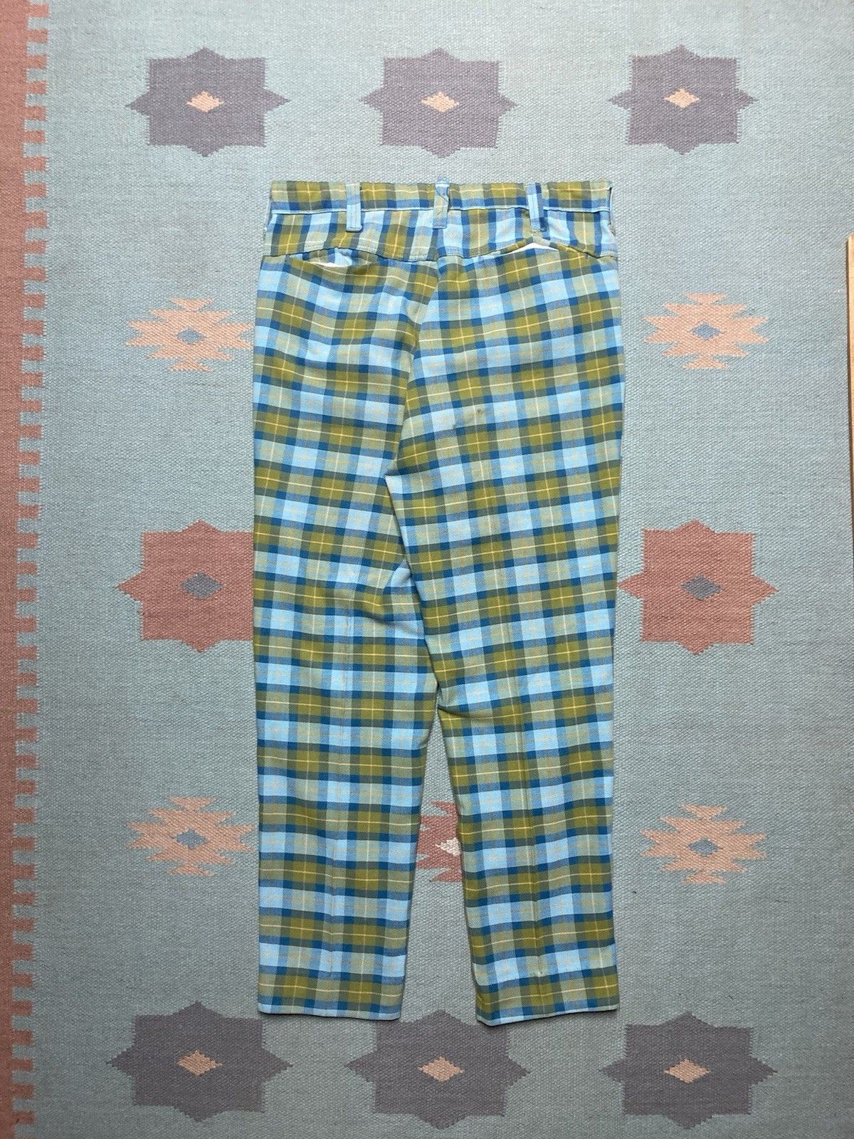 Vintage 60s 70s knit dress pants plaid checkered disco men’s 31x27 Size US 31 - 7 Thumbnail