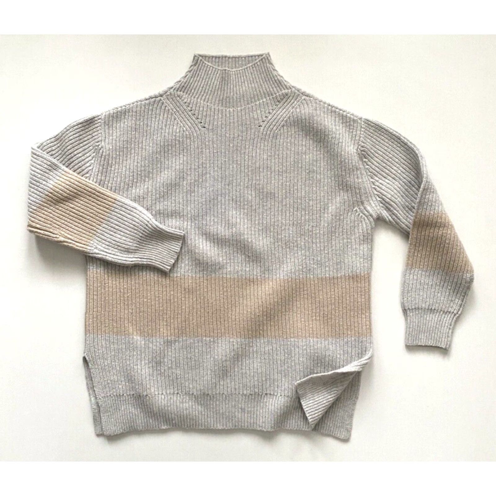 Vintage Tuckernuck Heather Broadway Striped Turtleneck Sweater Knit Wool Blend Sz L Size L / US 10 / IT 46 - 4 Thumbnail