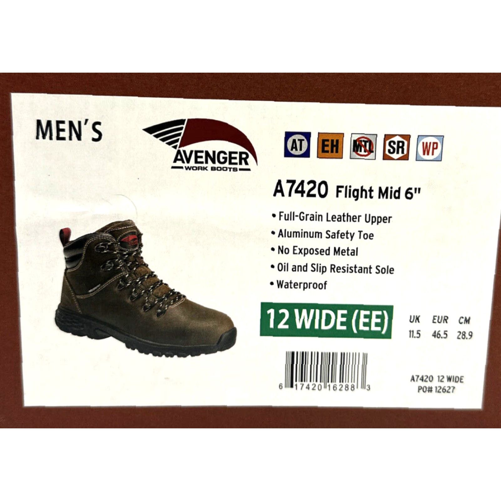 Vintage AVENGER Flight Mens Size 12 2E Aluminum Toe Work Boot A7420 Waterproof Leather Brown EE Casual Boots Size US 12 / EU 45 - 8 Thumbnail